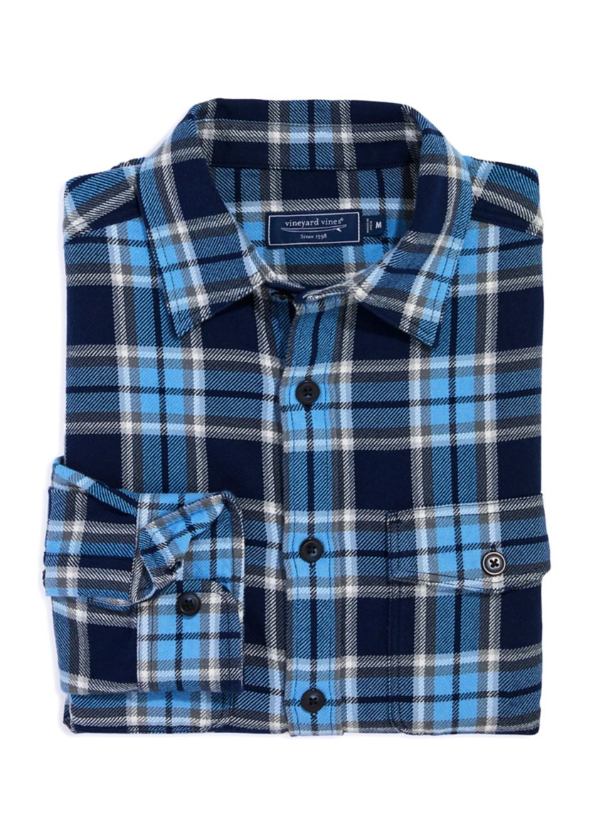Mens Plaid Printed Midweight Twill Utility Shirt