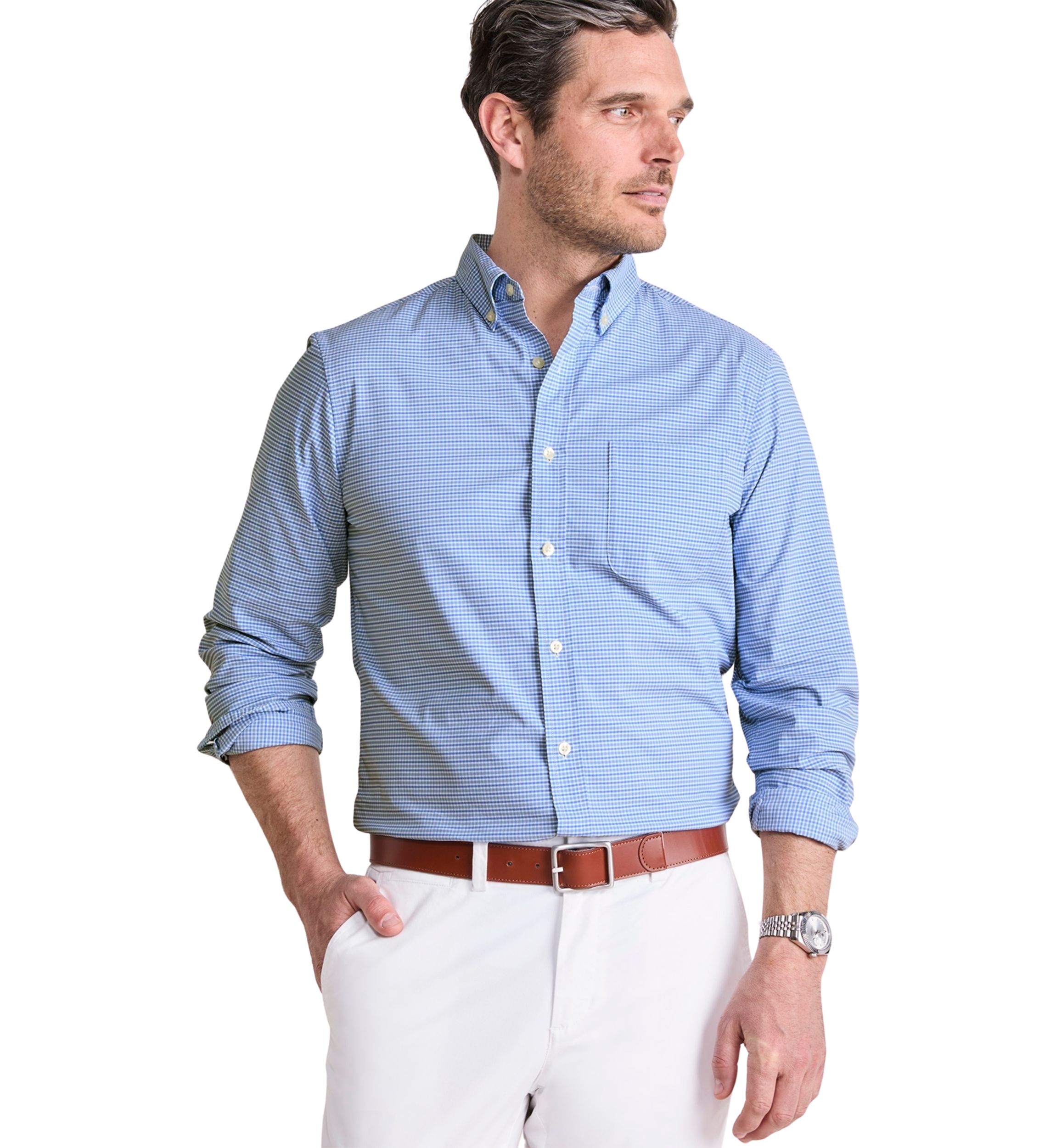 Mens Tradewind Check Performance Cotton Shirt