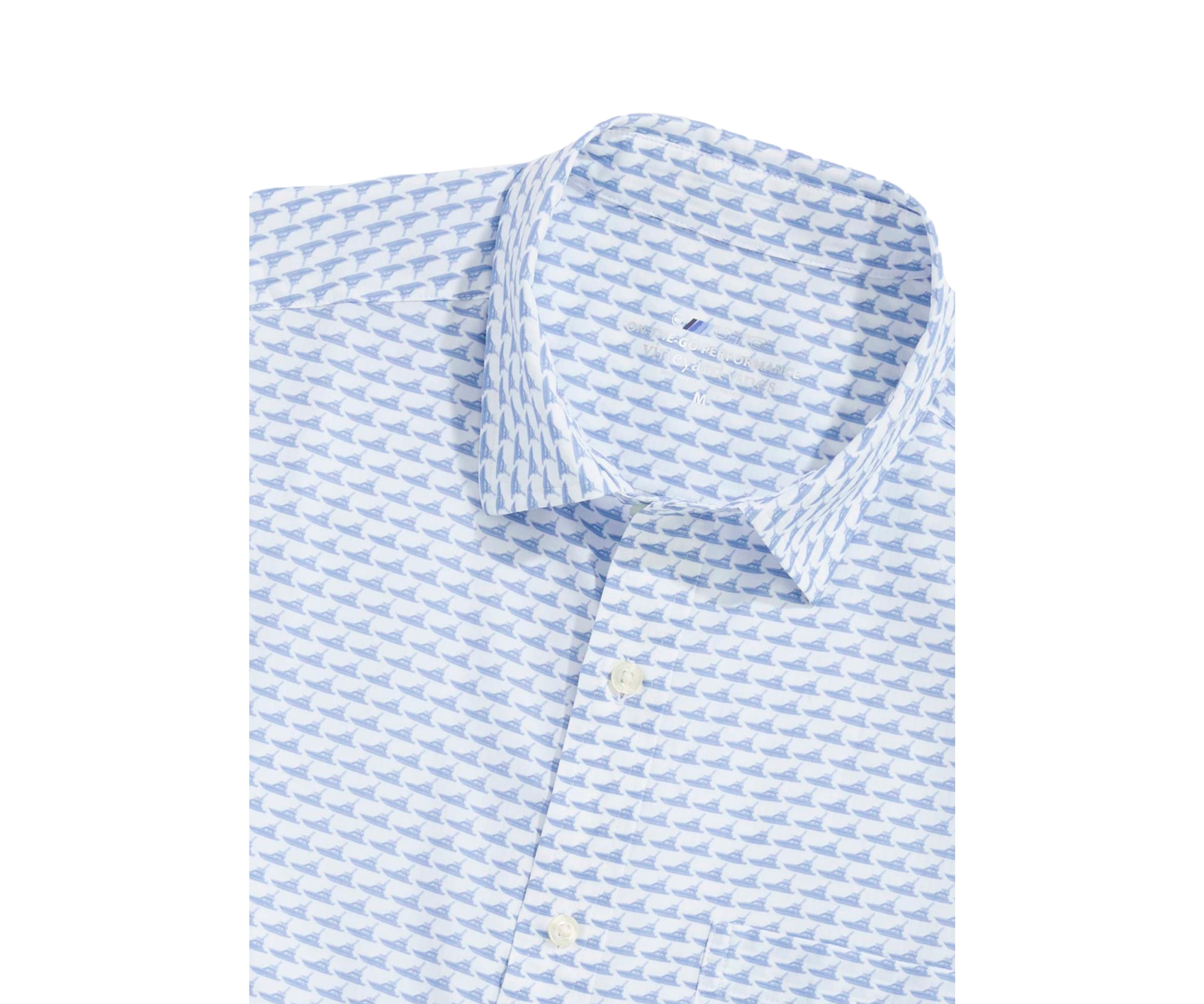 Mens Sport Fisher Allover On the Go Brrr Short Sleeve Shirt