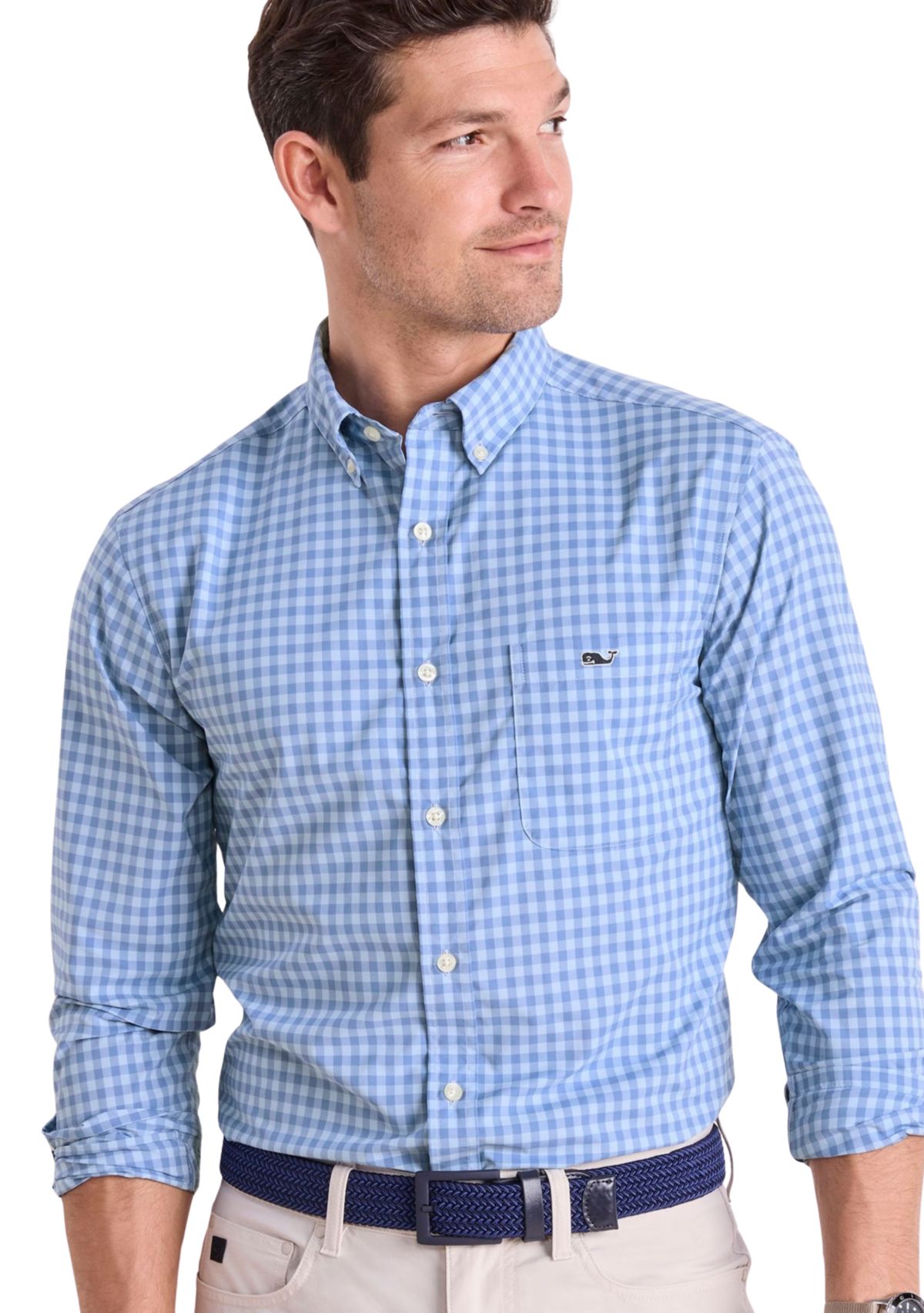 Mens Topsail Gingham Featherweight Performance Shirt