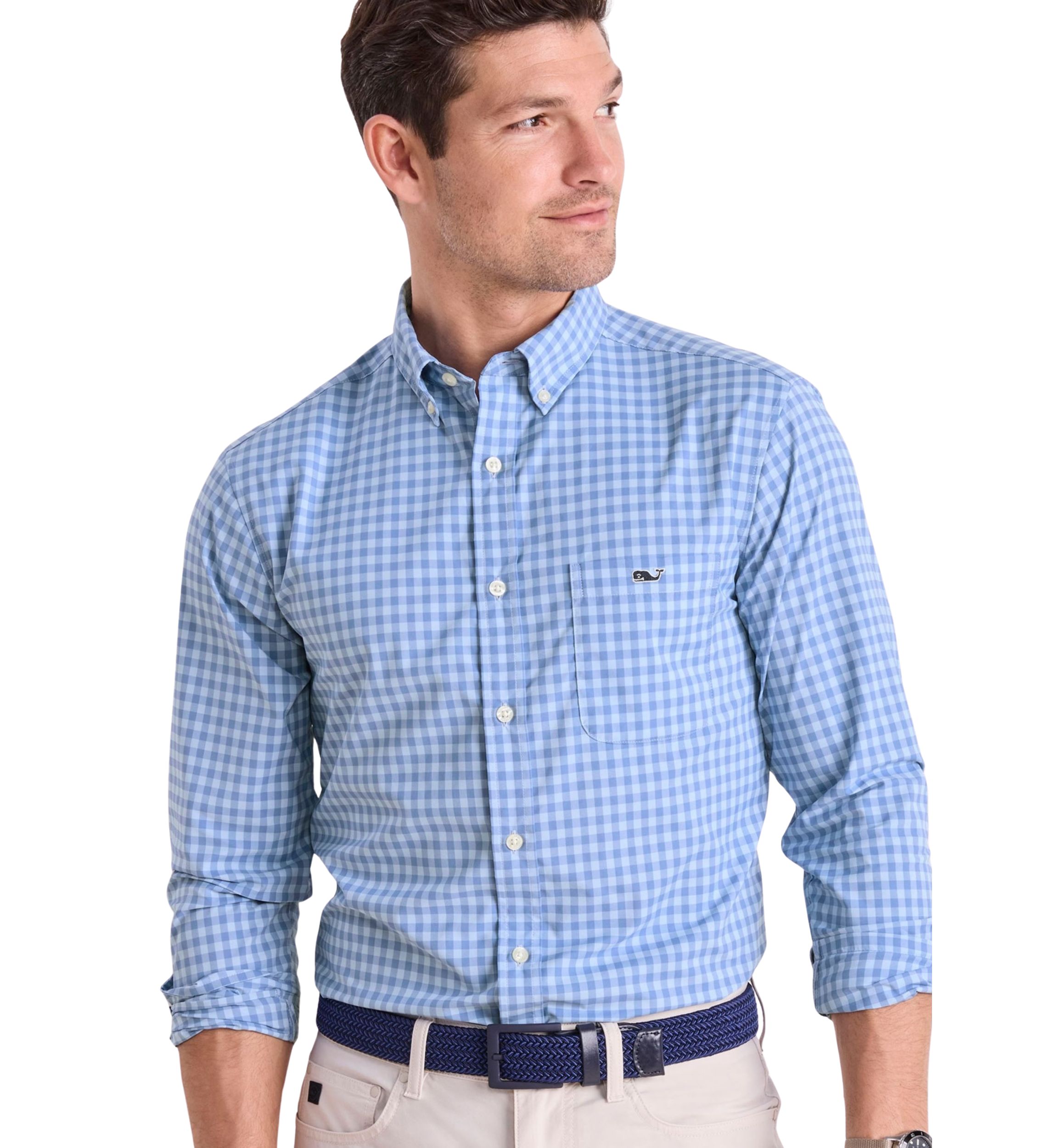 Mens Topsail Gingham Featherweight Performance Shirt