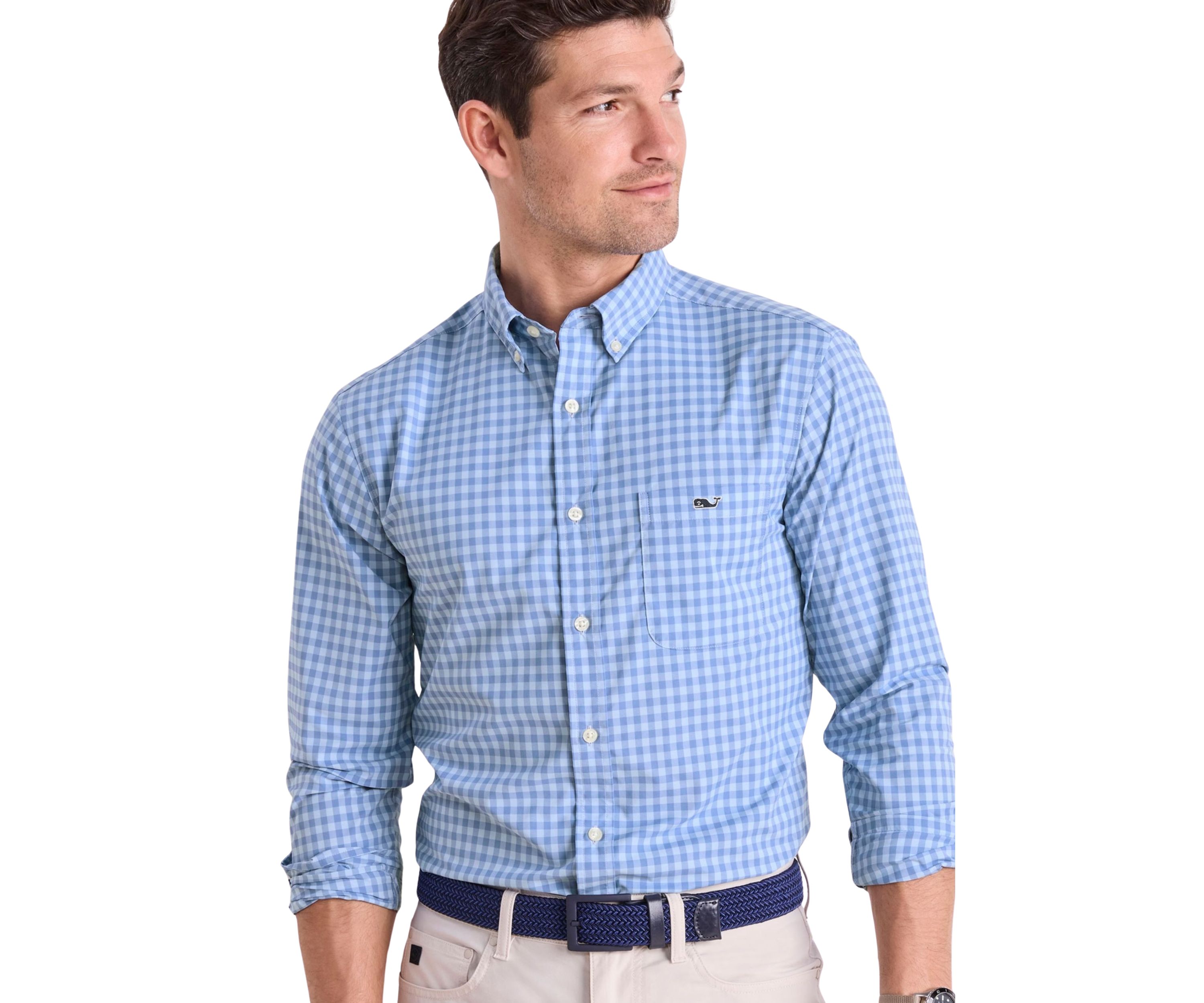 Mens Topsail Gingham Featherweight Performance Shirt