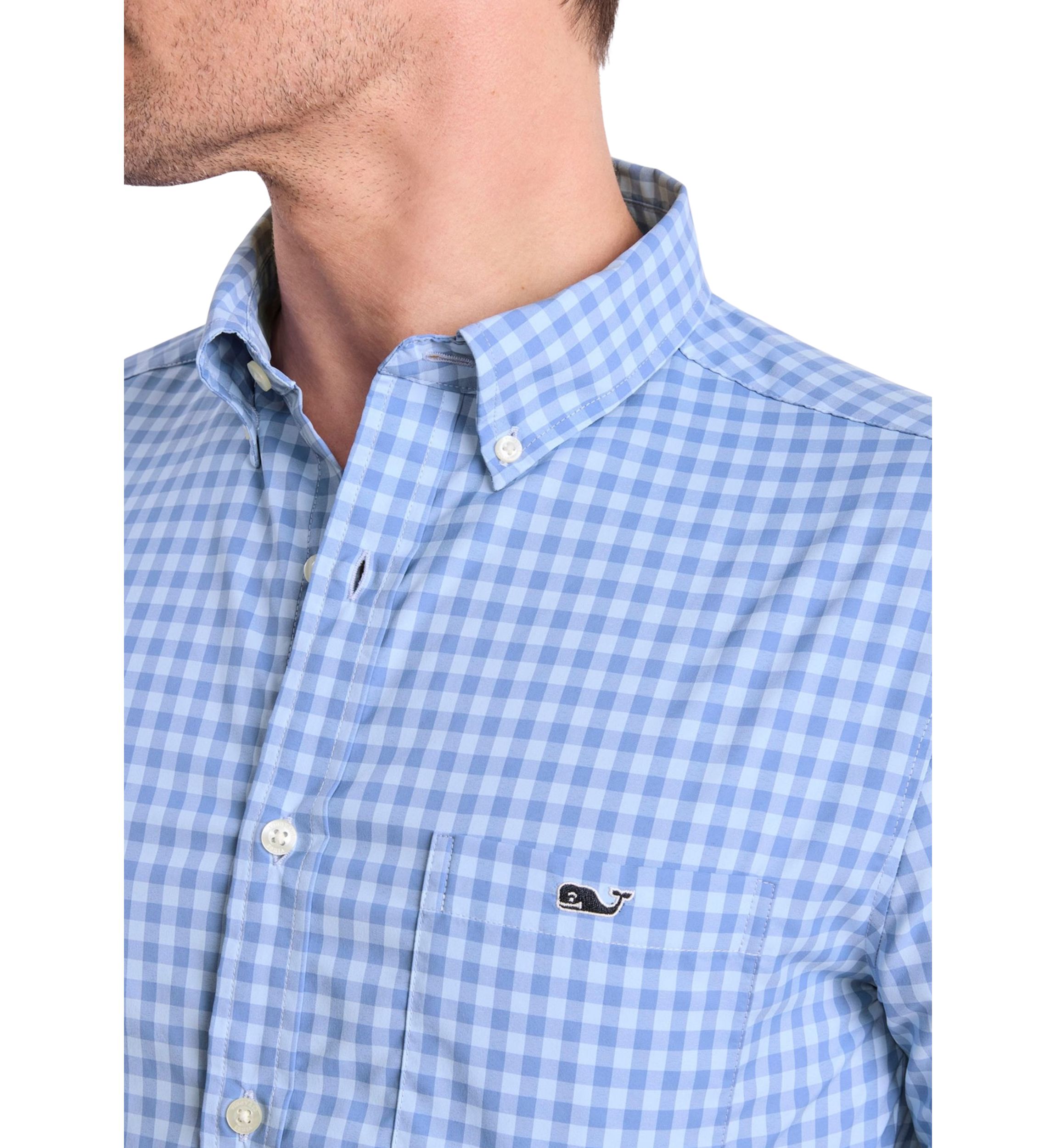 Mens Topsail Gingham Featherweight Performance Shirt