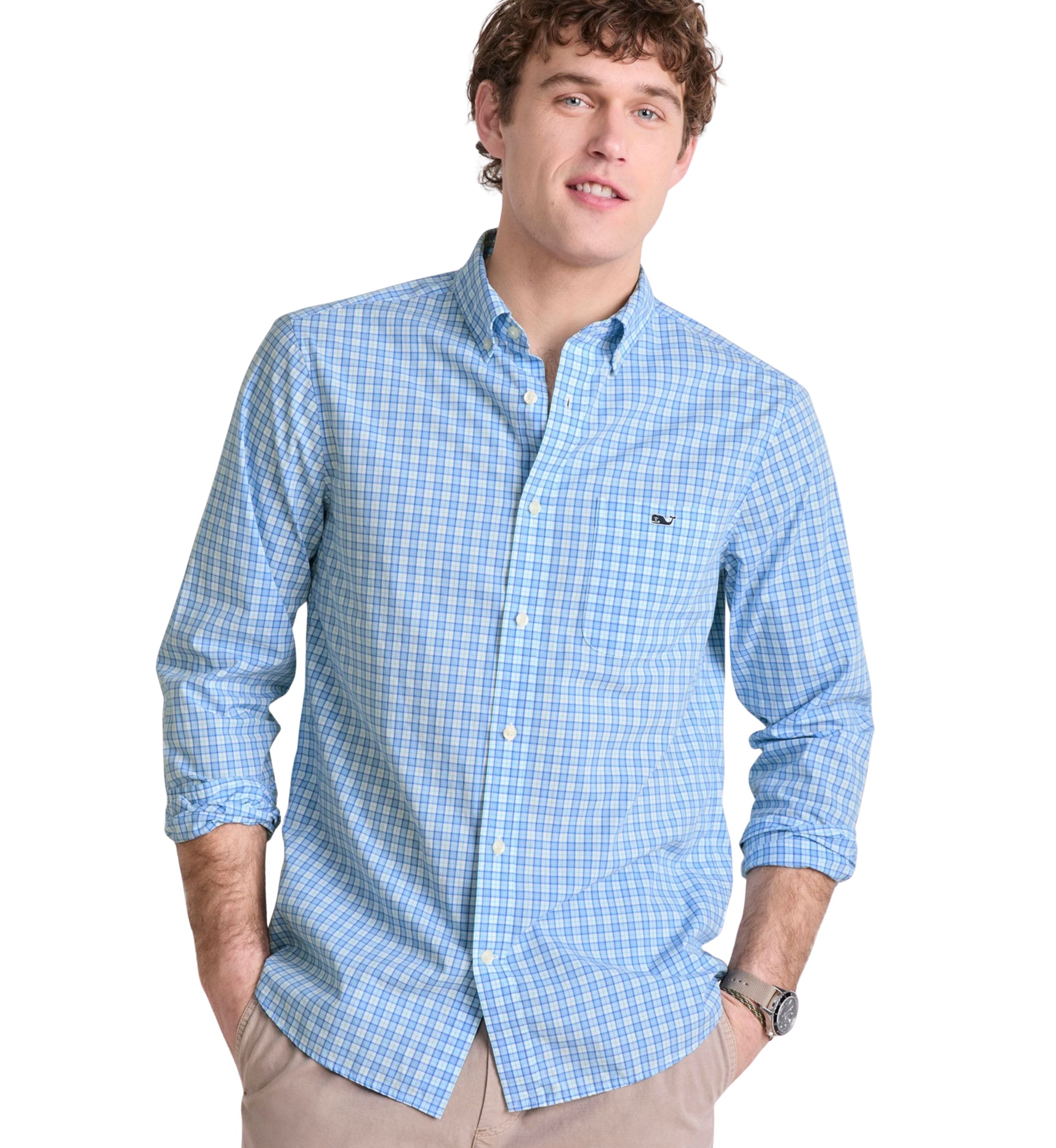 Mens Tobago Check Perfect Wash Poplin Shirt