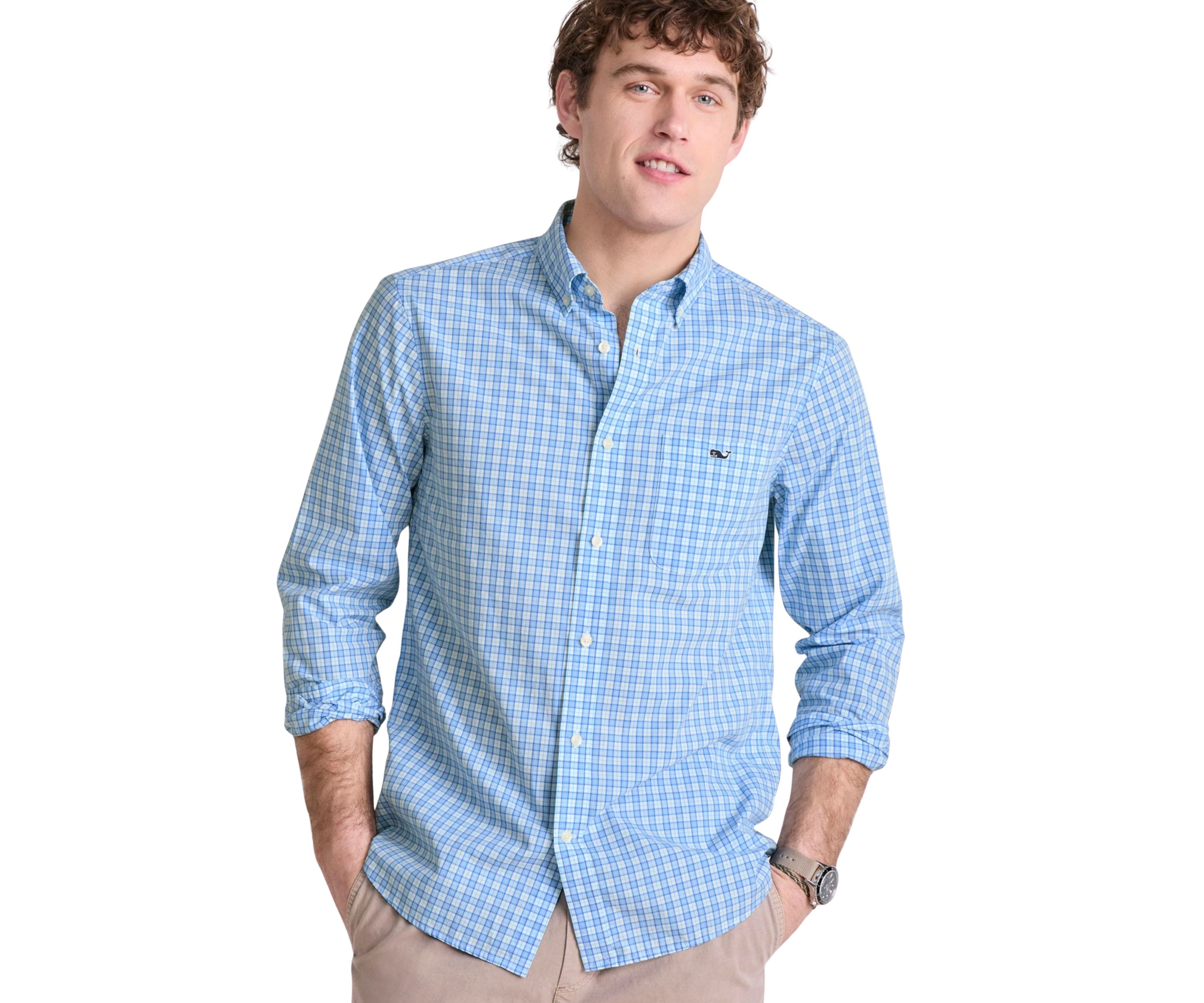 Mens Tobago Check Perfect Wash Poplin Shirt