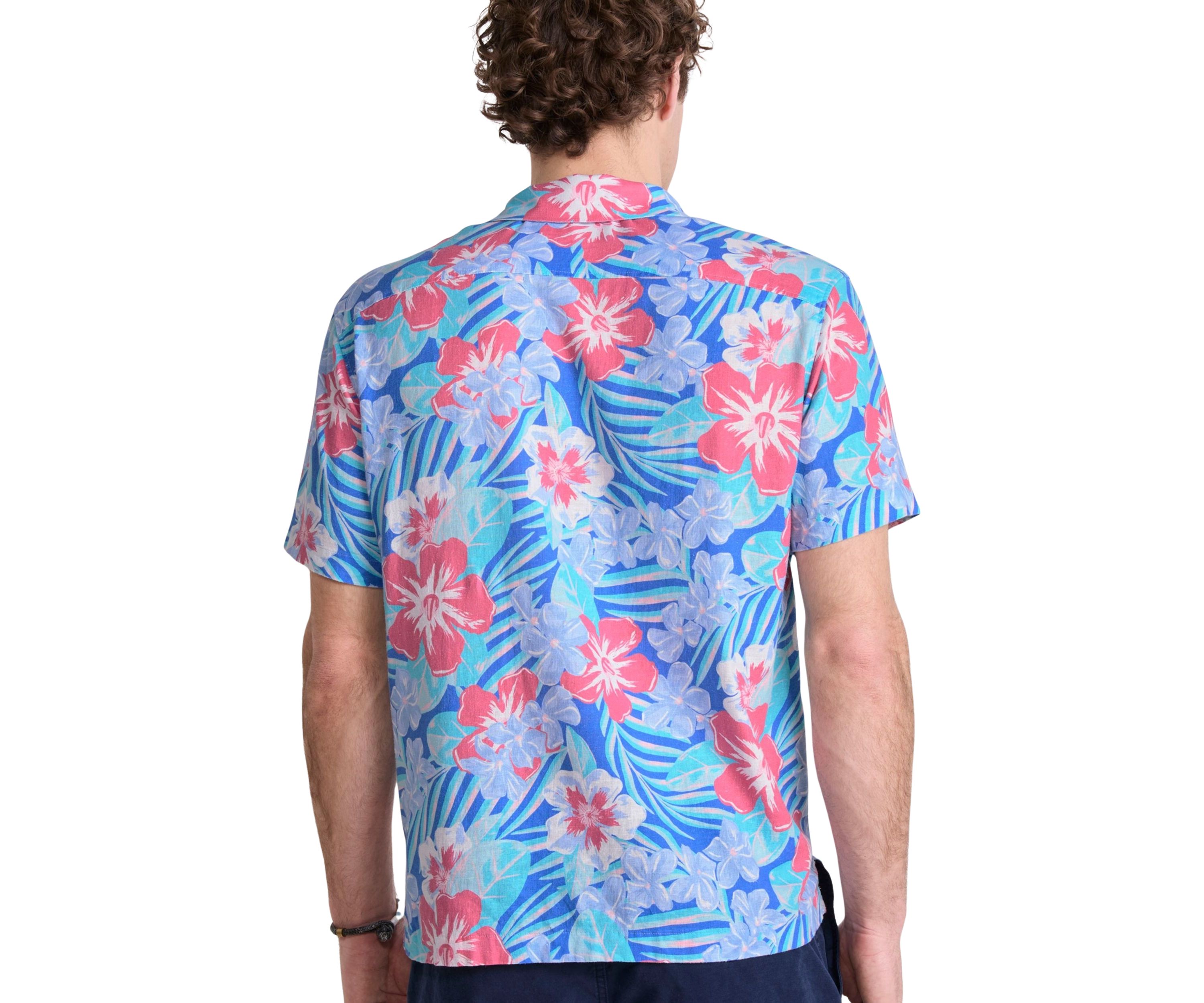 Mens Island Floral Rayon Linen Cabana Shirt