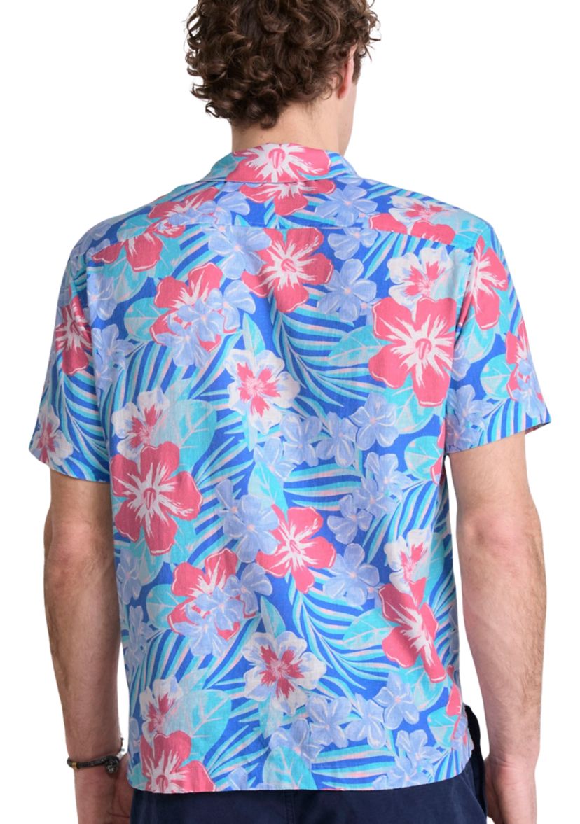 Mens Island Floral Rayon Linen Cabana Shirt