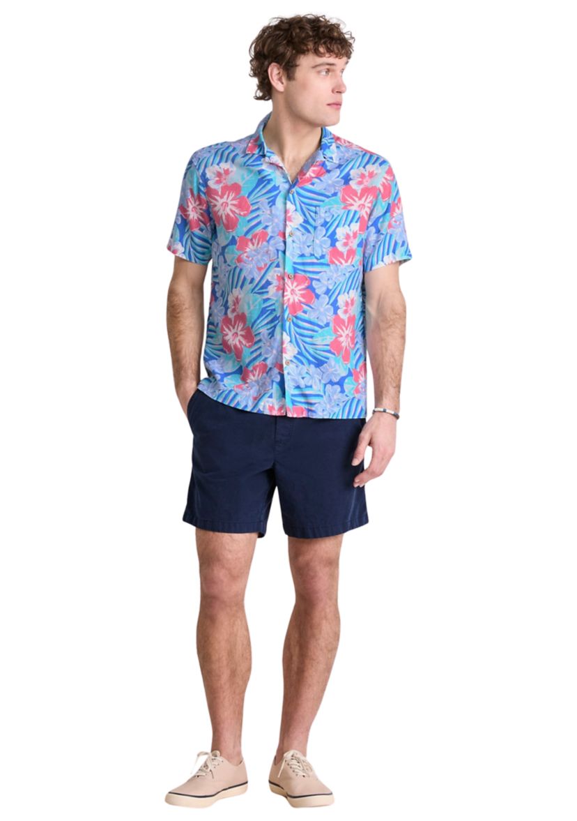 Mens Island Floral Rayon Linen Cabana Shirt