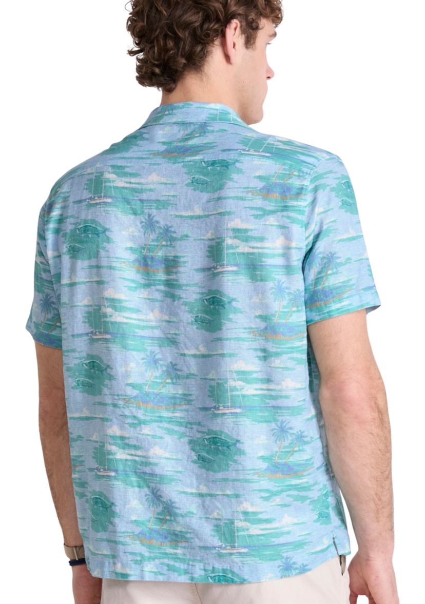 Mens Island Life Linen Blend Short Sleeve Cabana Shirt