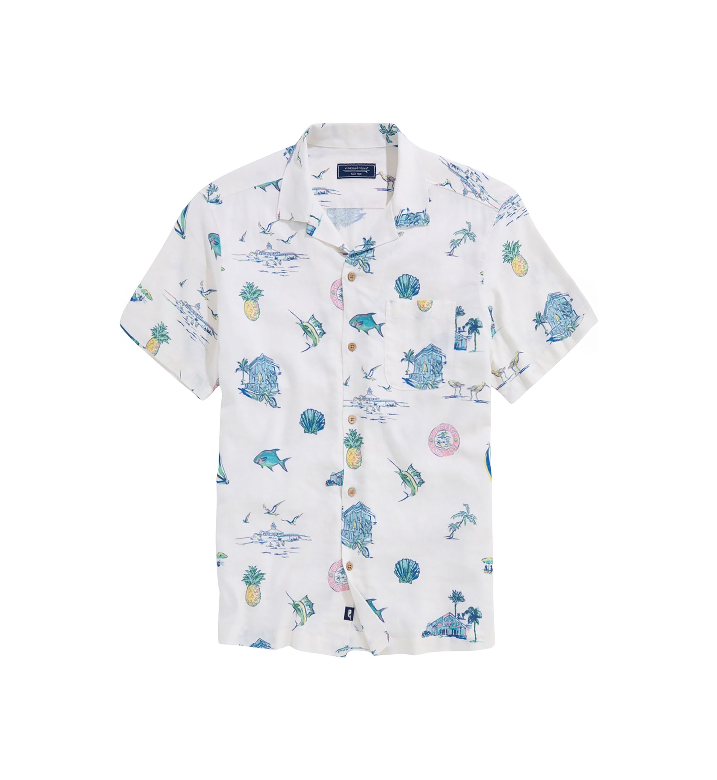Mens Gasparilla Icons Linen Rayon Cabana Shirt