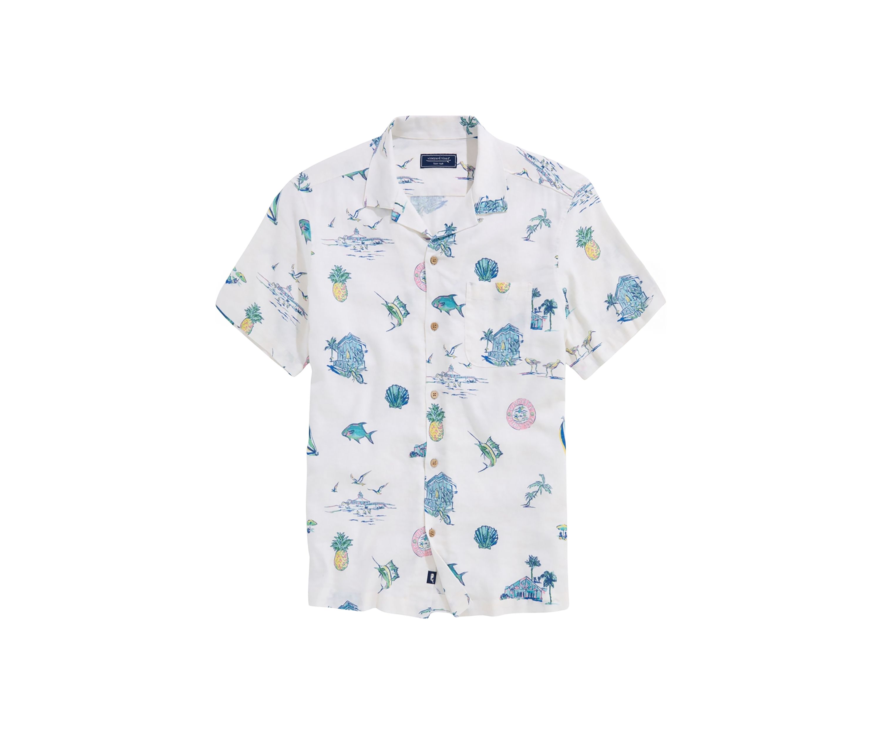 Mens Gasparilla Icons Linen Rayon Cabana Shirt