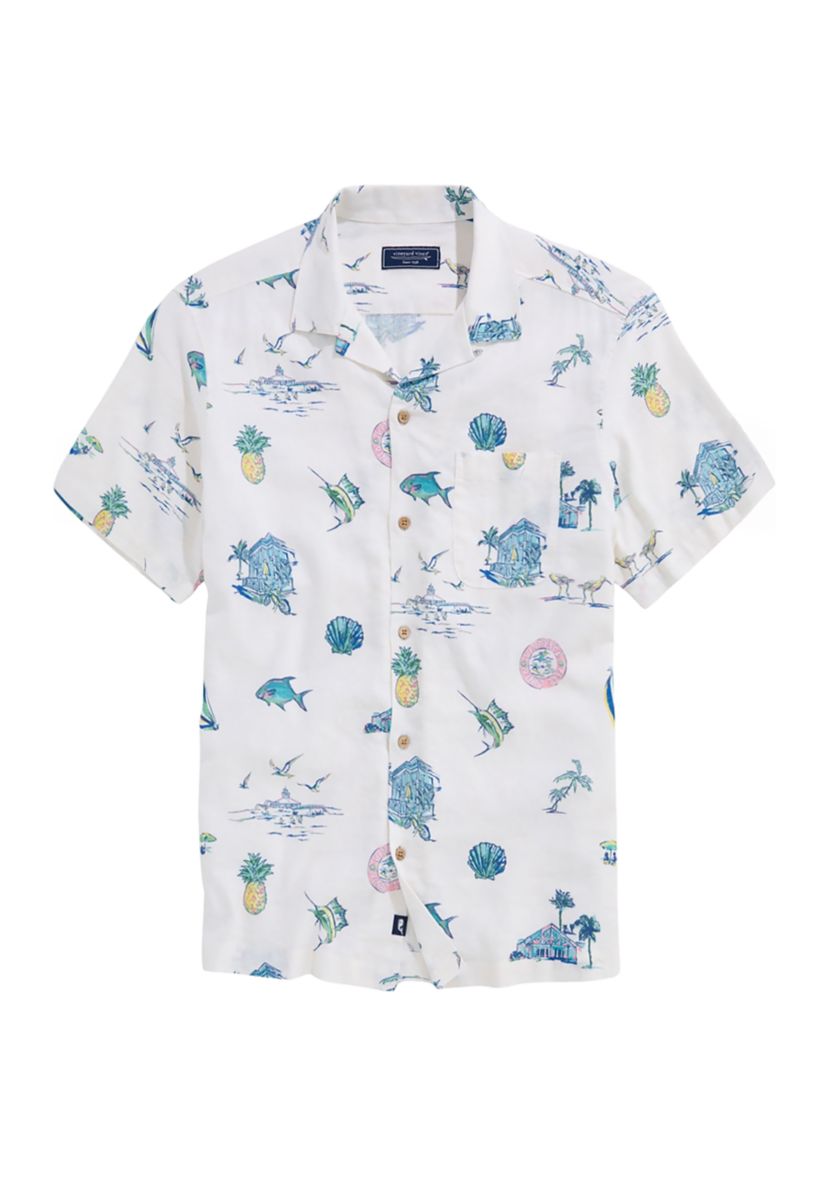 Mens Gasparilla Icons Linen Rayon Cabana Shirt