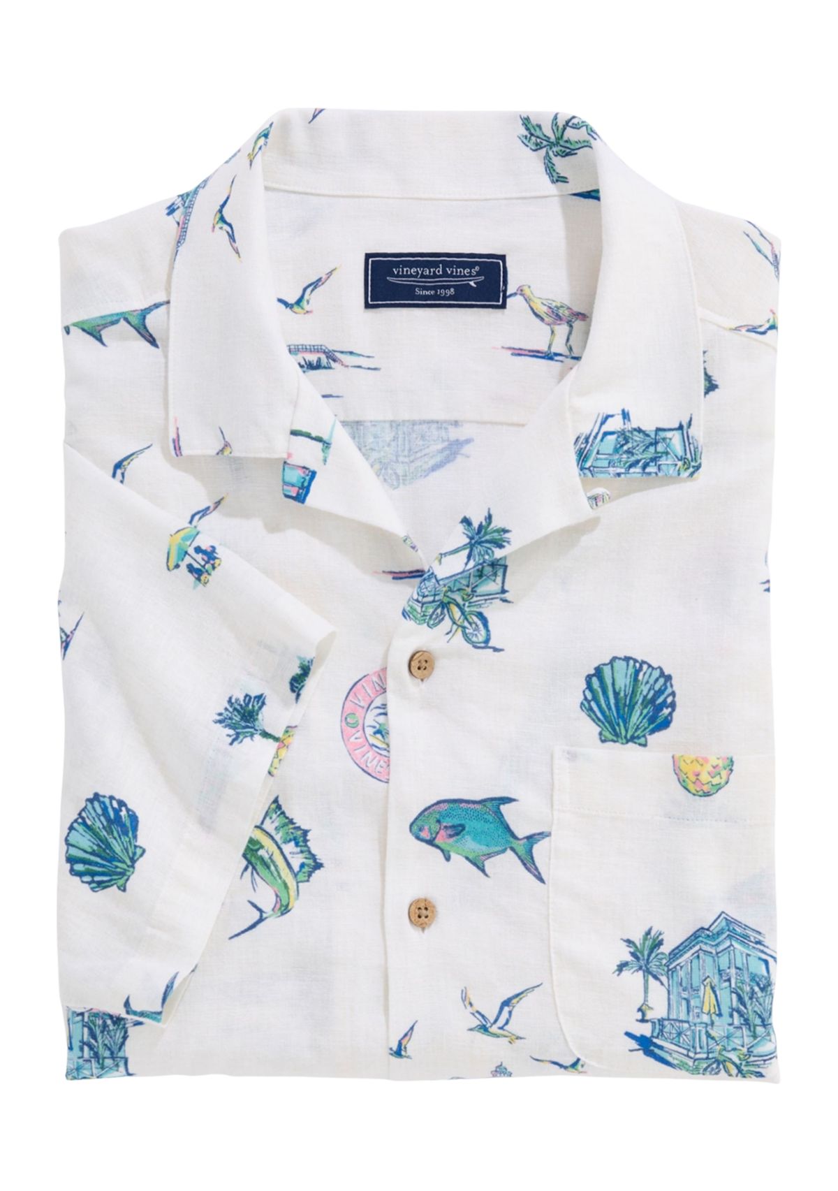 Mens Gasparilla Icons Linen Rayon Cabana Shirt
