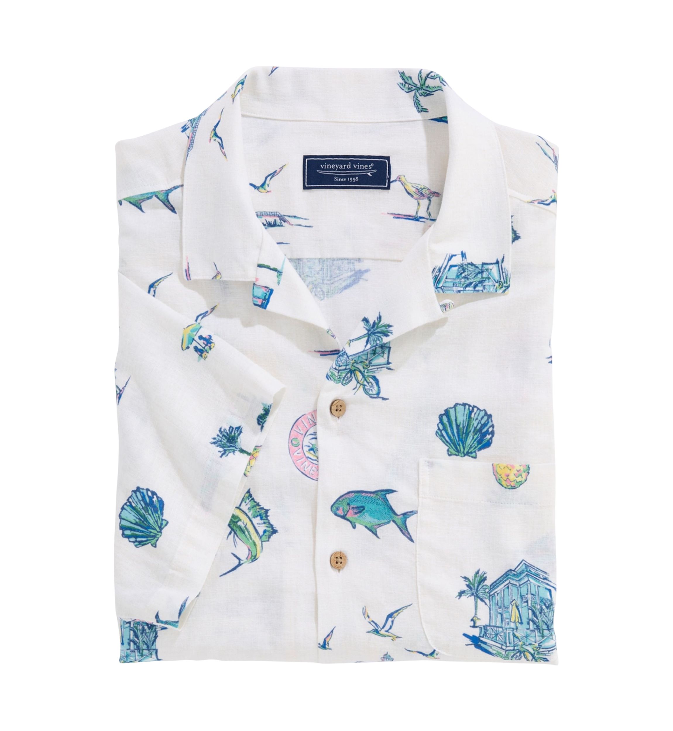 Mens Gasparilla Icons Linen Rayon Cabana Shirt