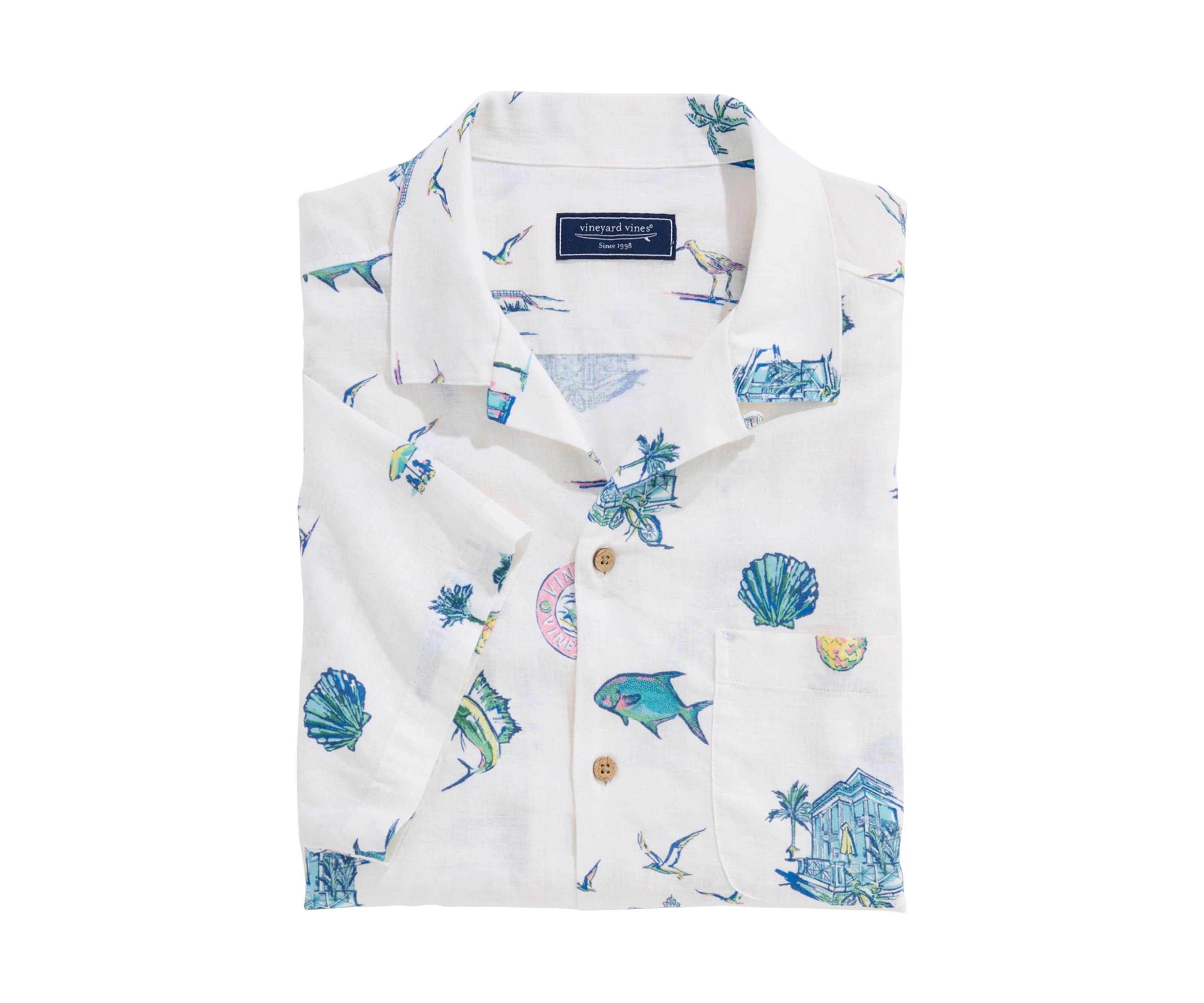 Mens Gasparilla Icons Linen Rayon Cabana Shirt