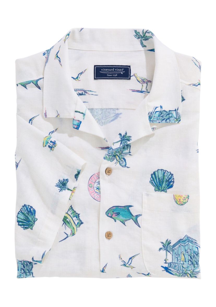 Mens Gasparilla Icons Linen Rayon Cabana Shirt