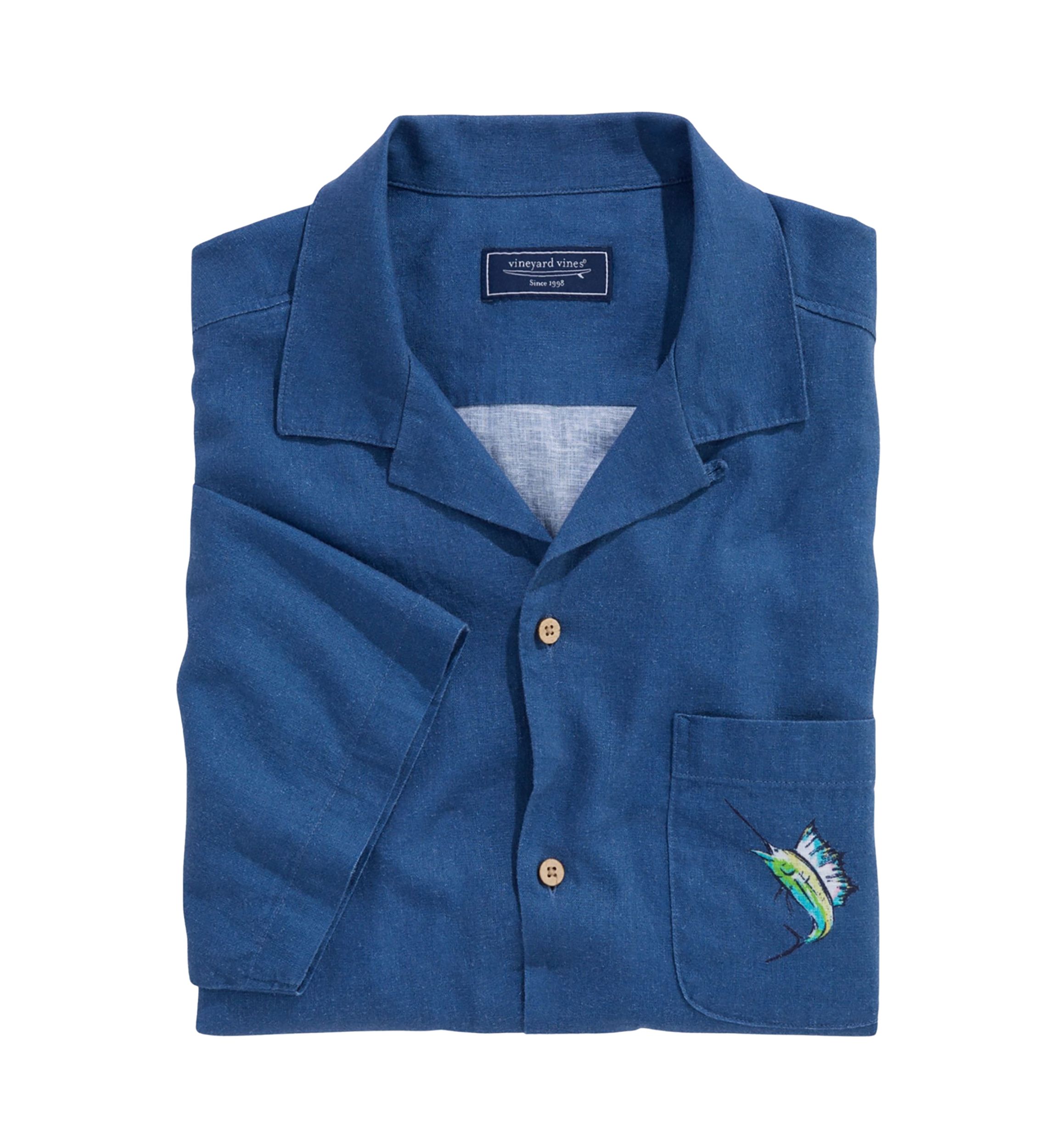 Mens Placed Gasparilla Scenic Linen Rayon Cabana Shirt