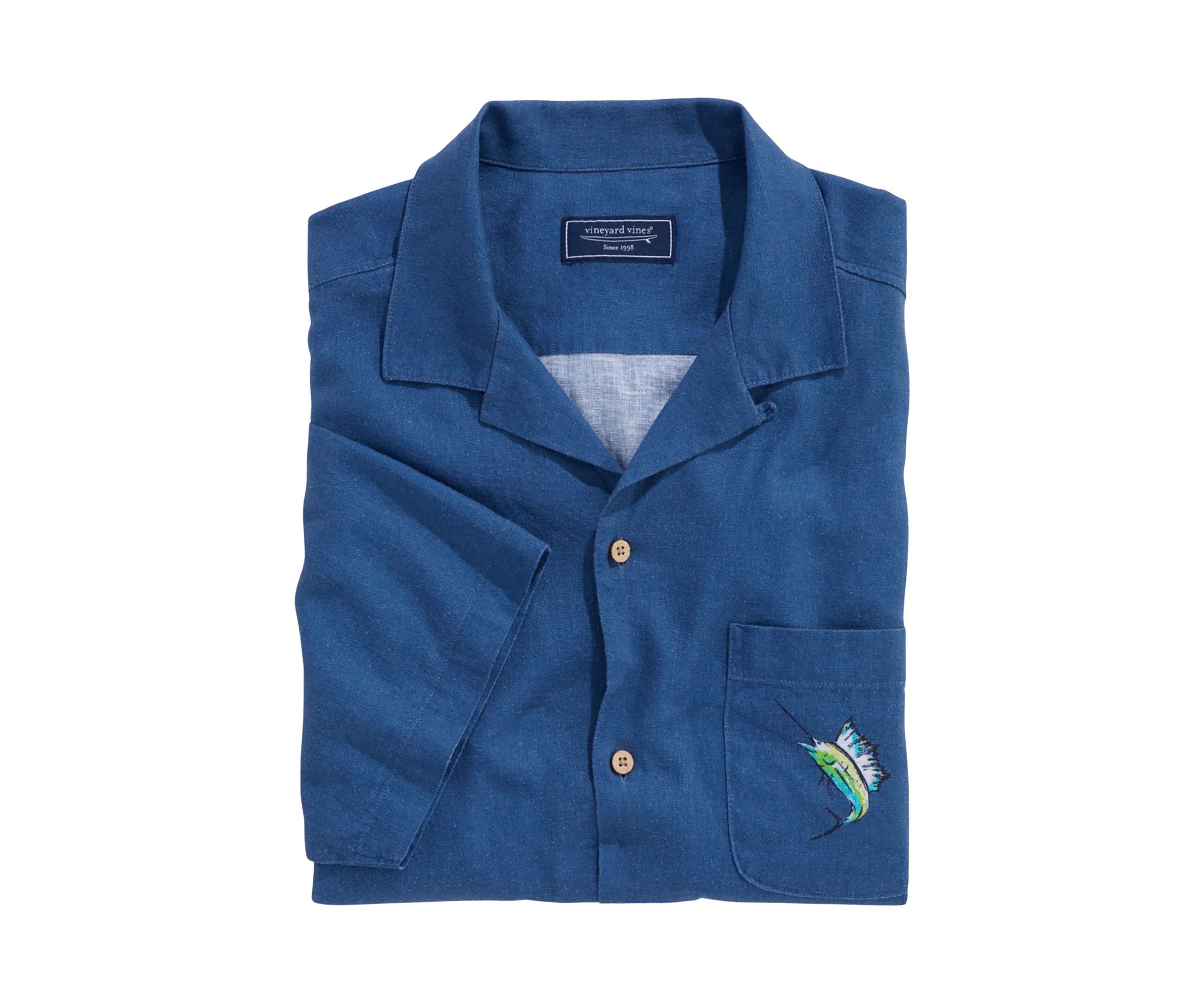 Mens Placed Gasparilla Scenic Linen Rayon Cabana Shirt