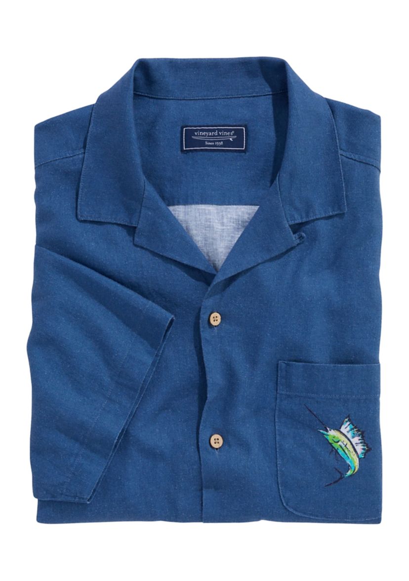 Mens Placed Gasparilla Scenic Linen Rayon Cabana Shirt