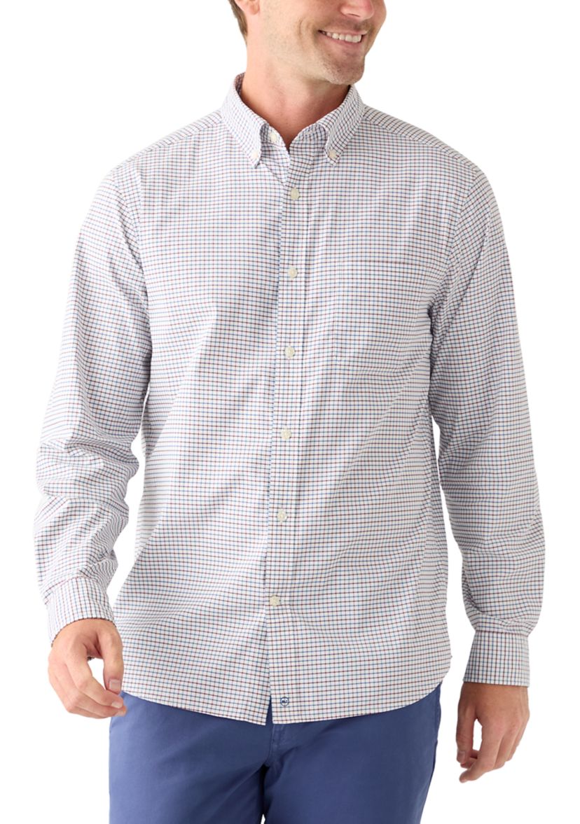 vineyard vines dress shirt by Shep & Ian Murray 100% Cotton Green and White Plaid Vineyard Vines On-The-Go Brushed Twill