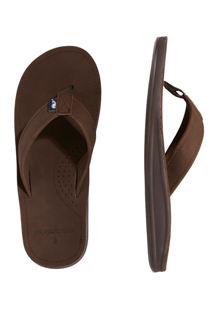 Contoured Leather Flip Flop Sandals