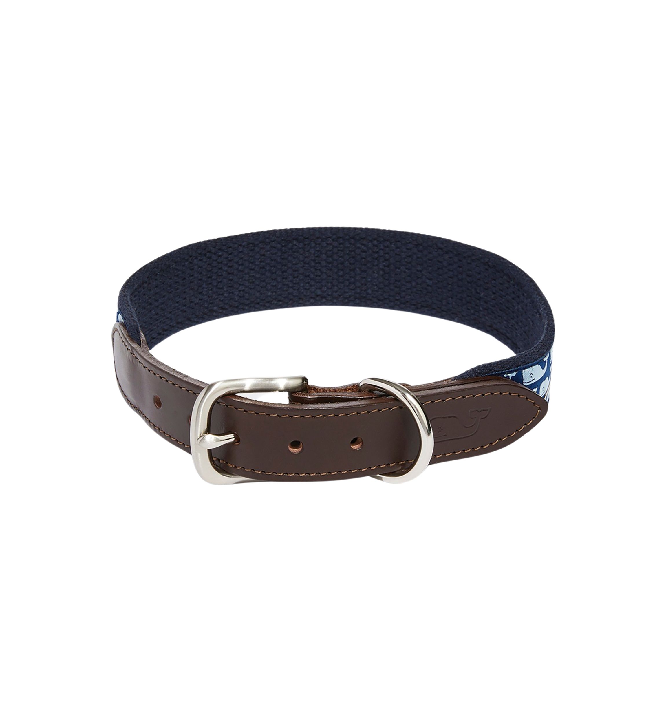 Micro Whale Leather Canvas Club Dog Collar
