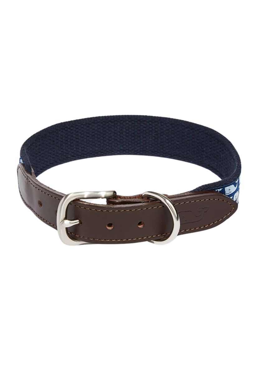 Micro Whale Leather Canvas Club Dog Collar