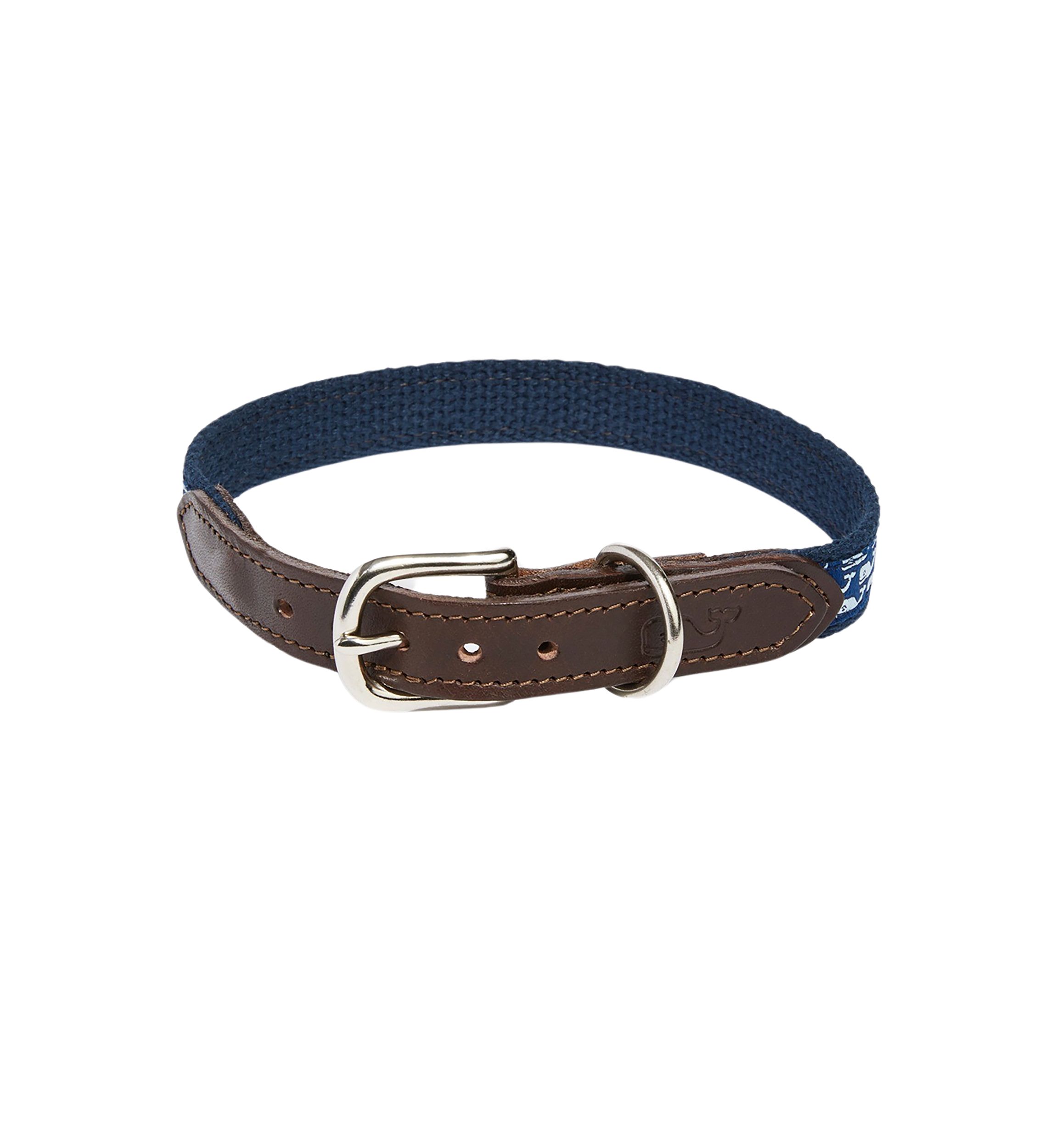 Micro Whale Leather Canvas Club Dog Collar