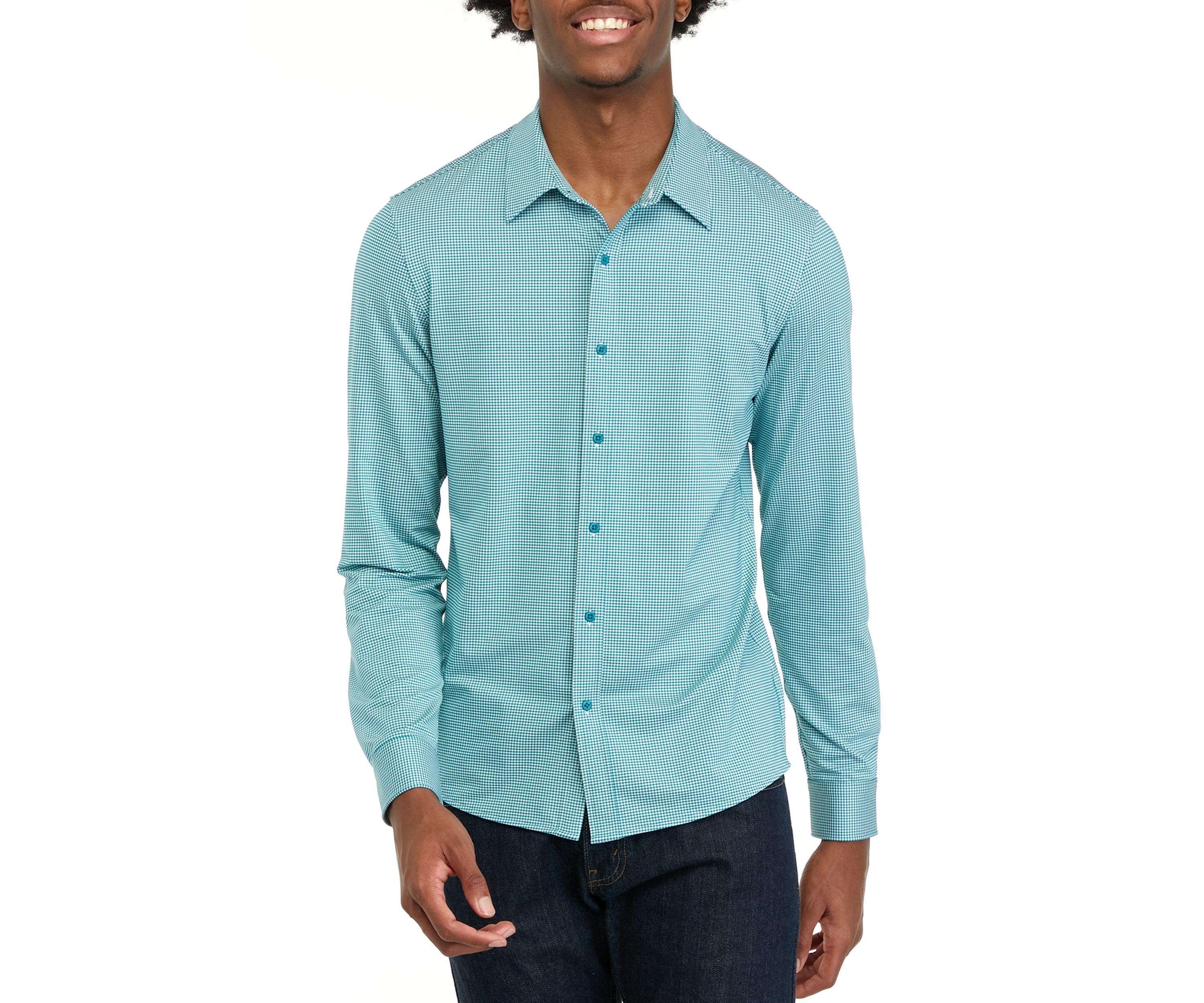Long Sleeve Performance Gingham Shirt