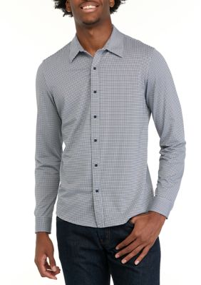 Michael Kors Men's Long Sleeve Performance Gingham Shirt, Large -  0196239468633