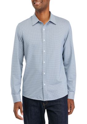 Michael Kors Men's Long Sleeve Performance Gingham Shirt, Medium -  0196839703844