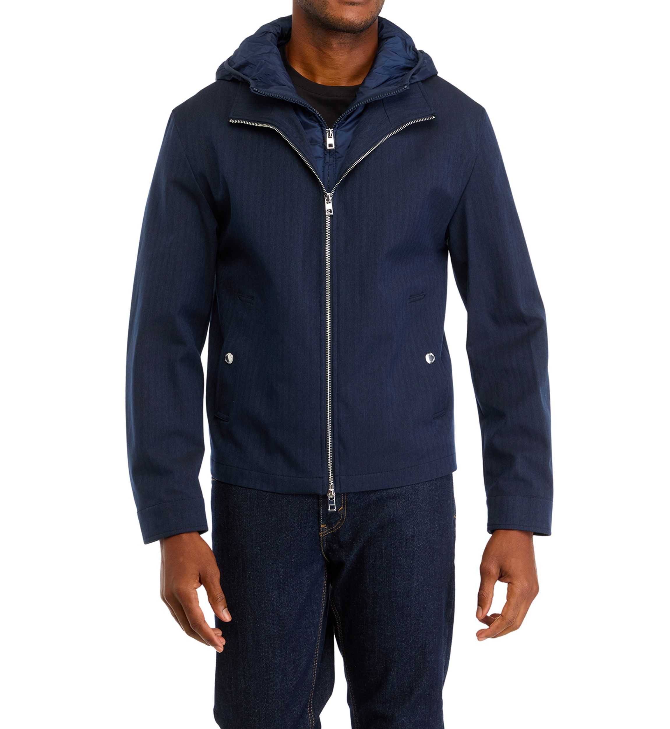 Mens Herringbone Mixed Media Jacket