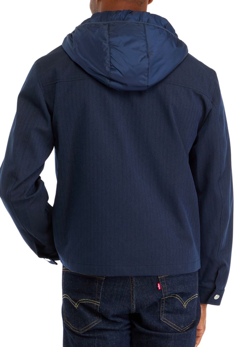 Mens Herringbone Mixed Media Jacket