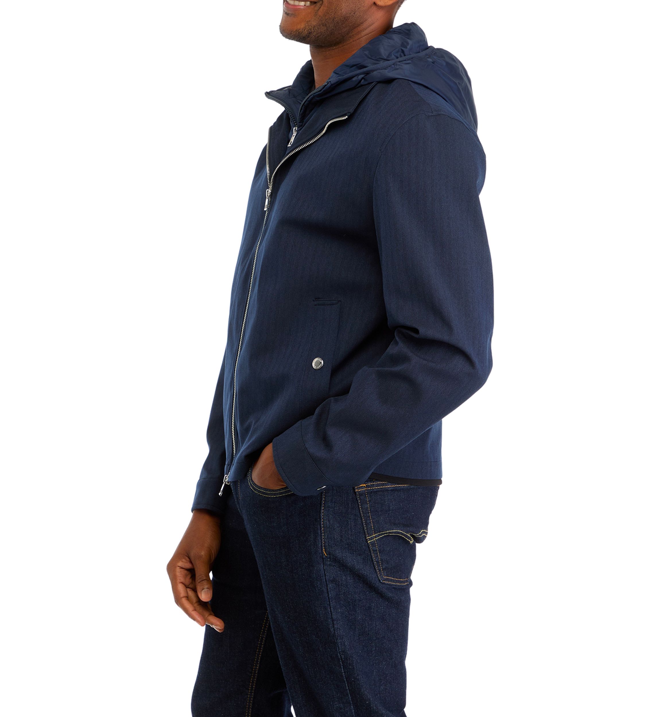Mens Herringbone Mixed Media Jacket