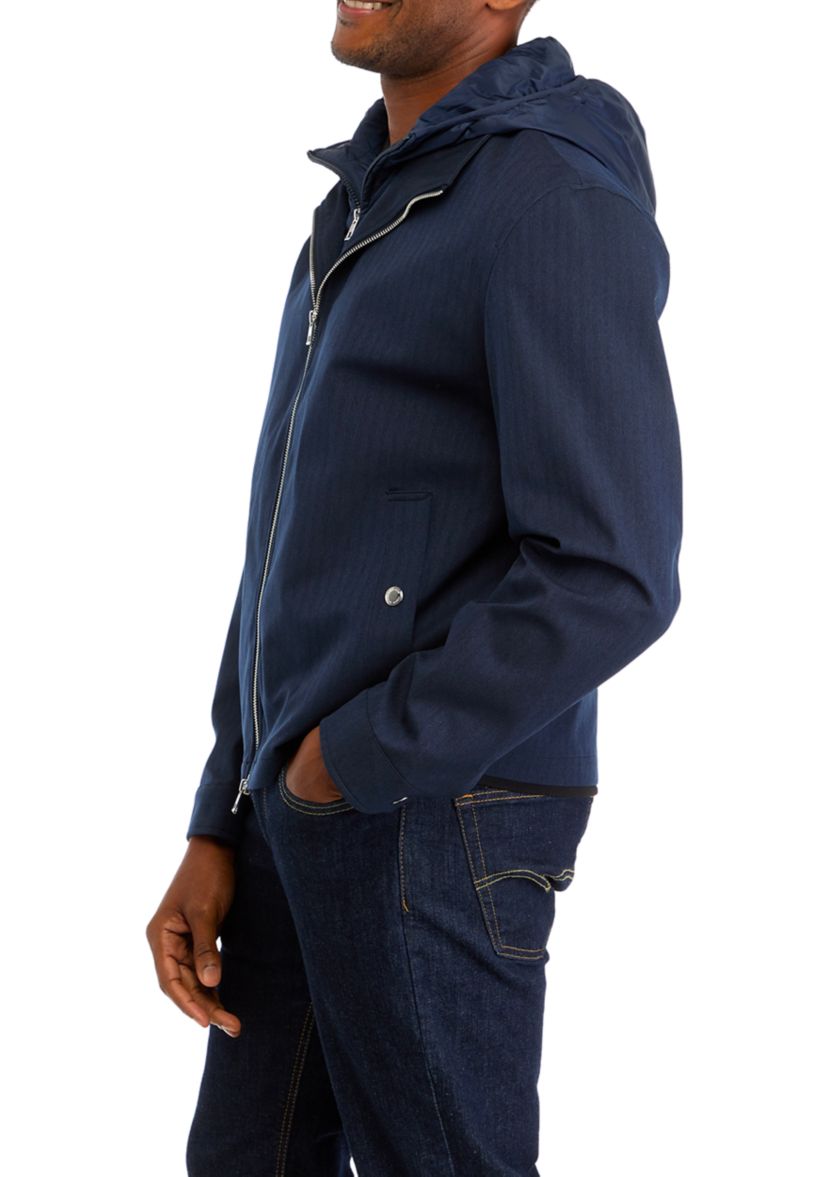Mens Herringbone Mixed Media Jacket