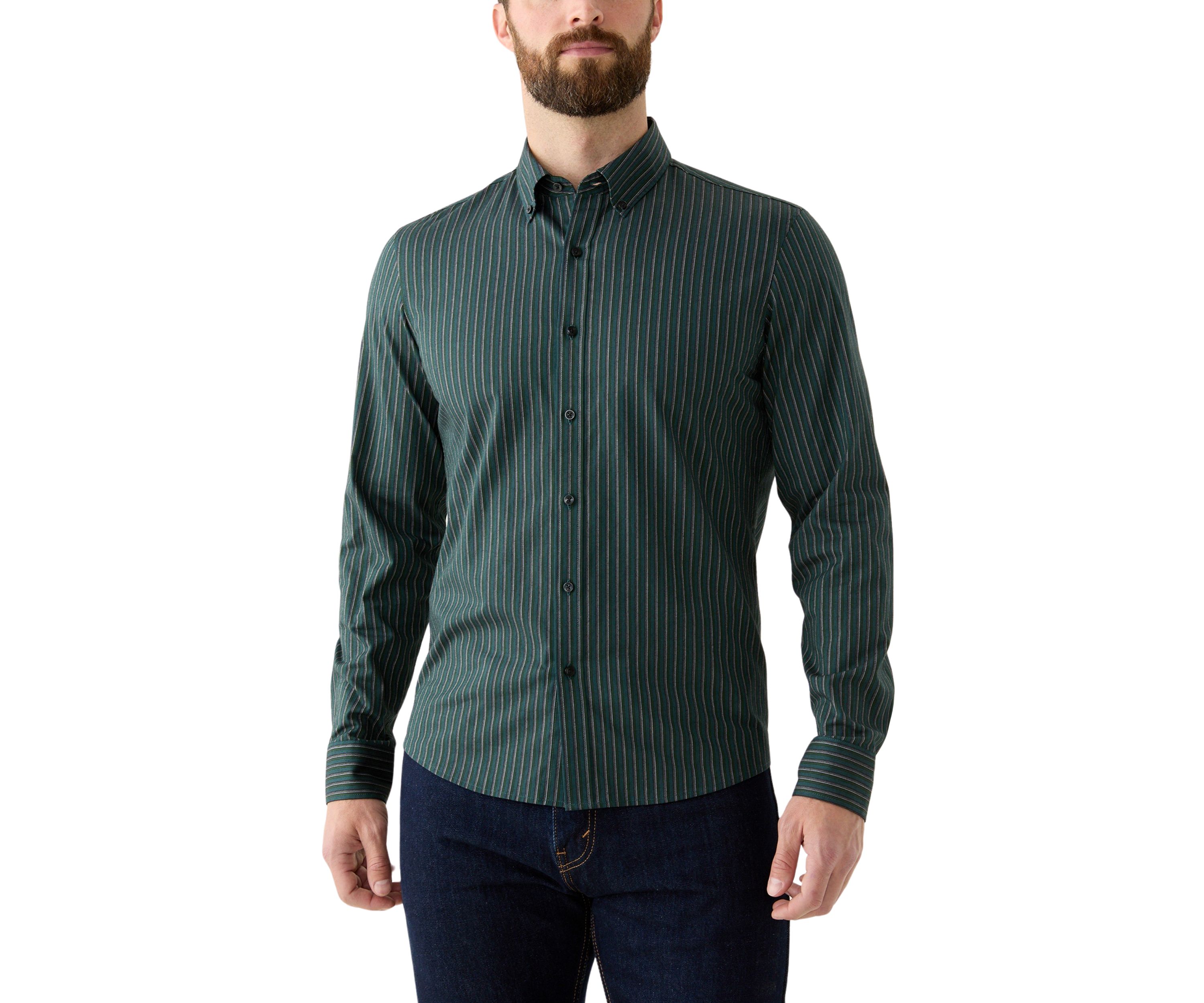 Mens Long Sleeve Button Down Shadow Stripe Shirt