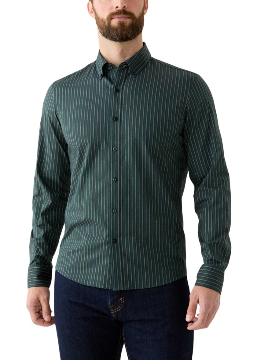 Mens Long Sleeve Button Down Shadow Stripe Shirt
