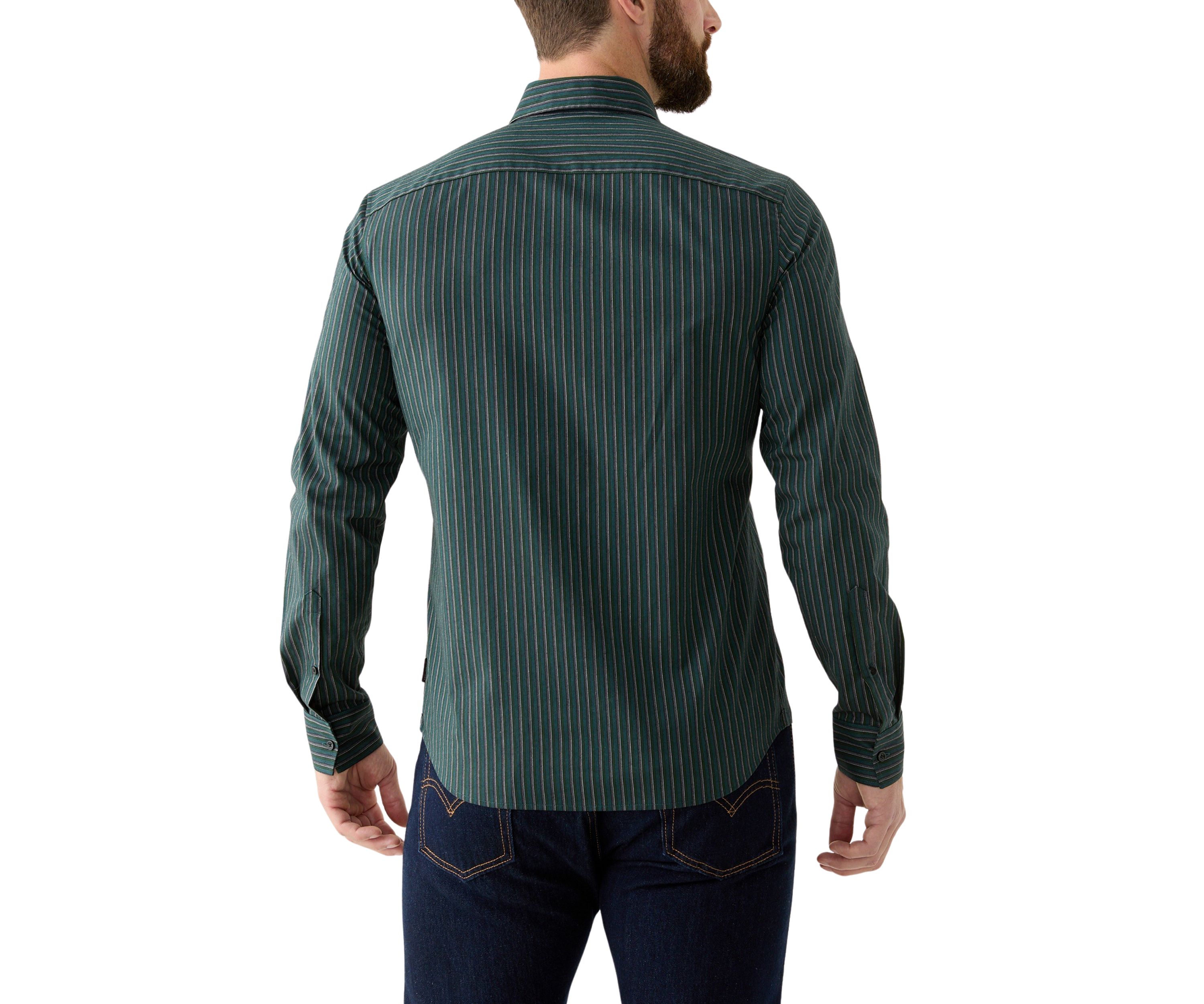 Mens Long Sleeve Button Down Shadow Stripe Shirt