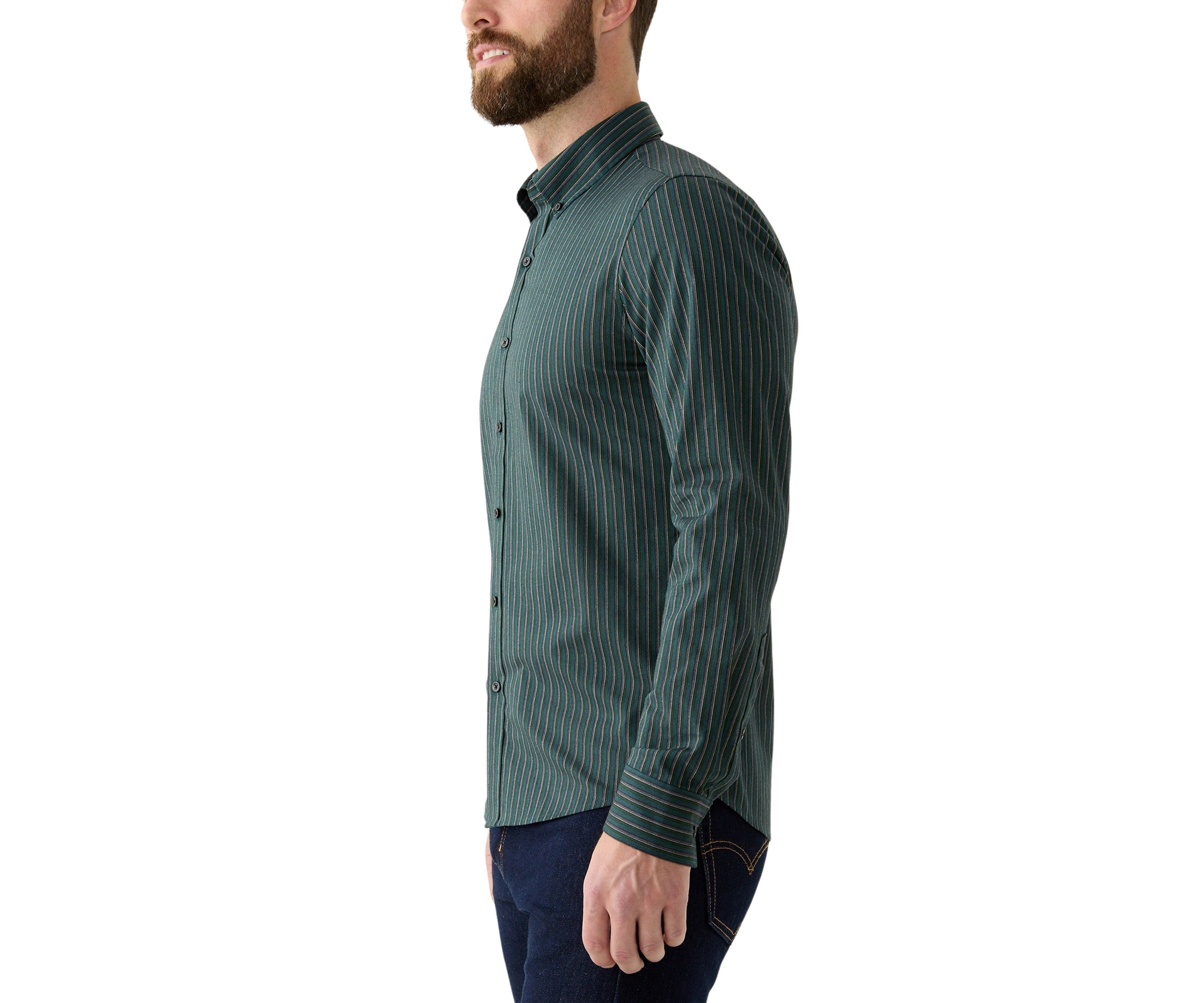 Mens Long Sleeve Button Down Shadow Stripe Shirt