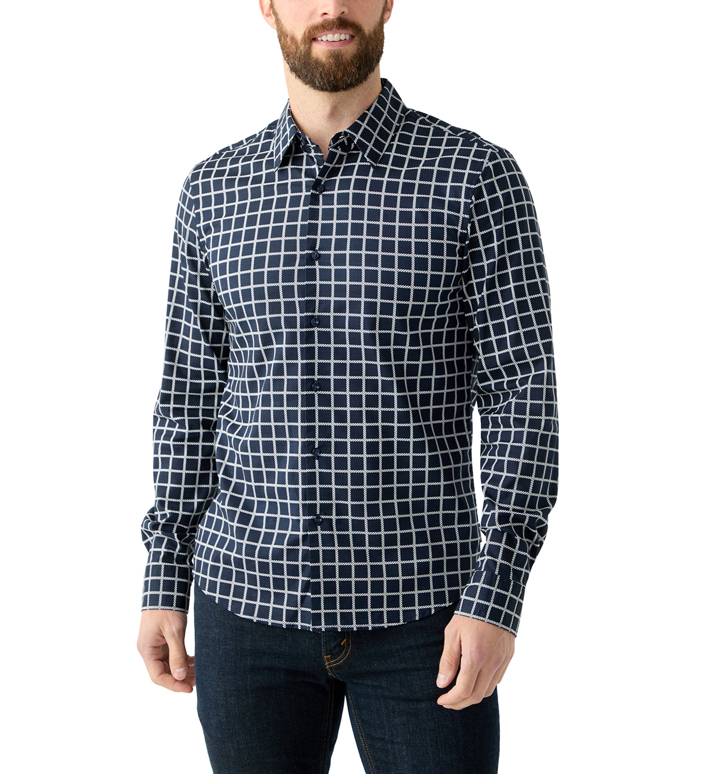 Slim Windowpane Printed Shirt