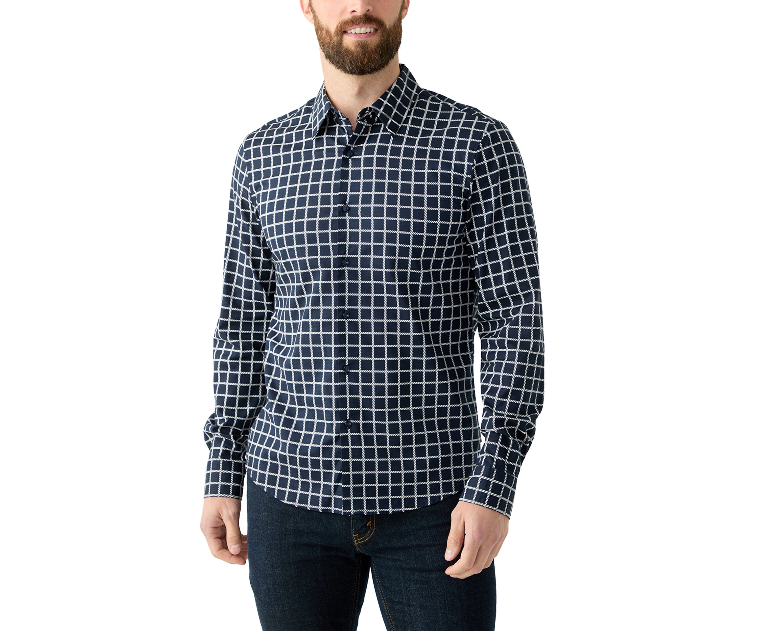 Slim Windowpane Printed Shirt