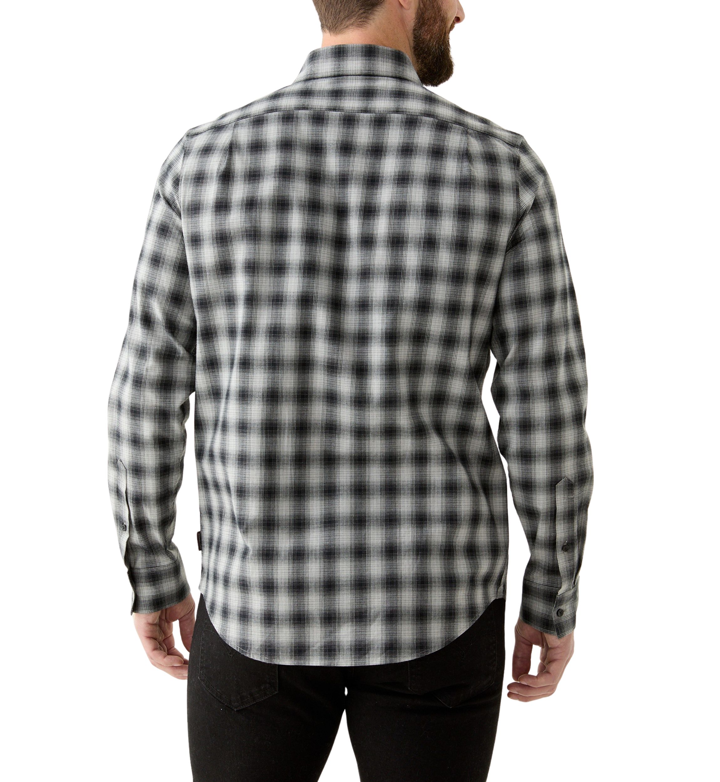 Mens Long Sleeve Classic Spread Shadow Plaid Shirt