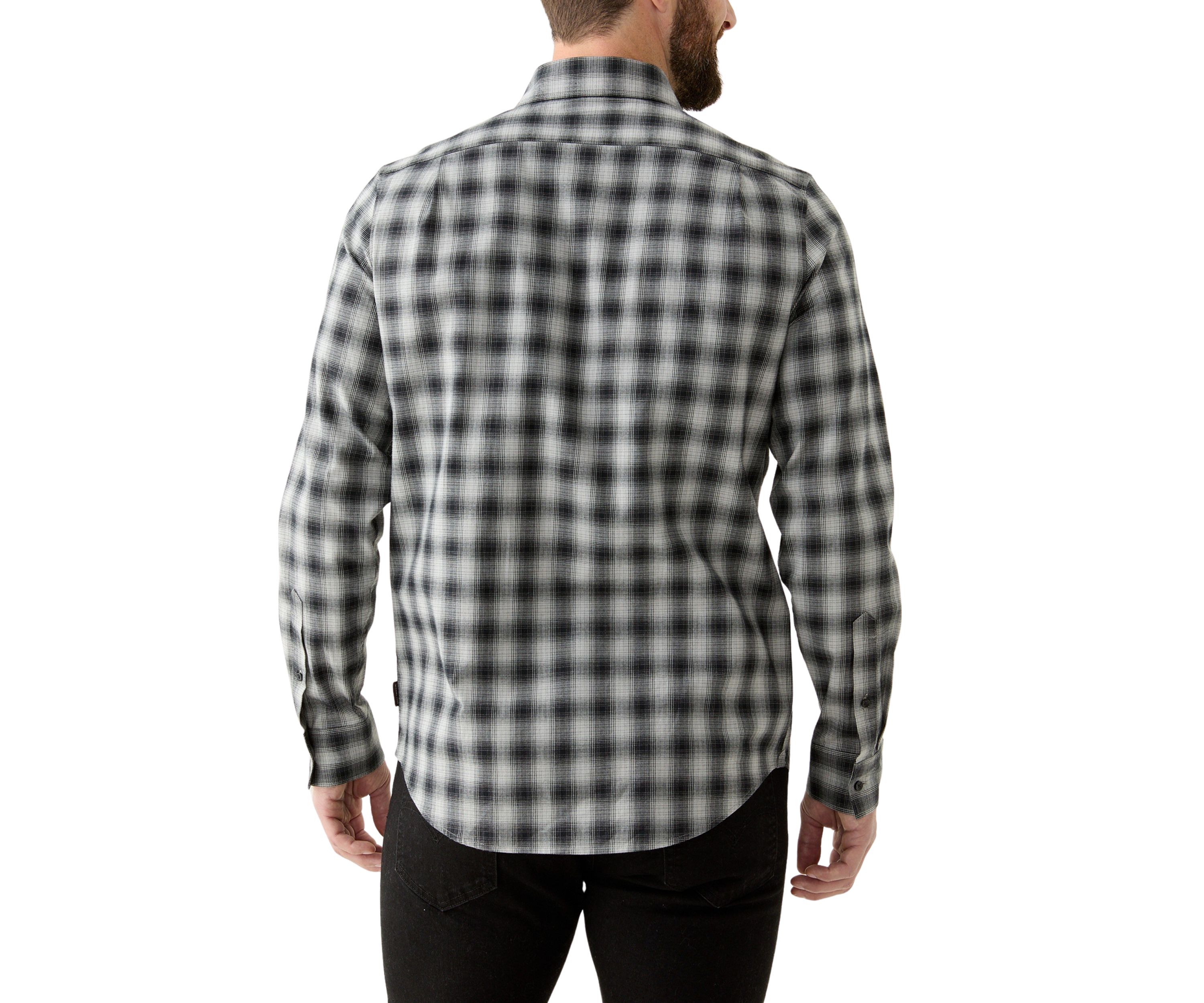 Mens Long Sleeve Classic Spread Shadow Plaid Shirt