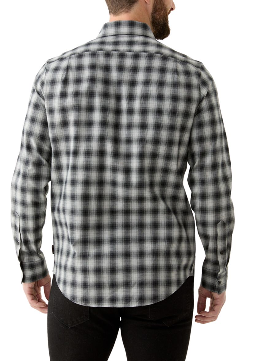 Mens Long Sleeve Classic Spread Shadow Plaid Shirt