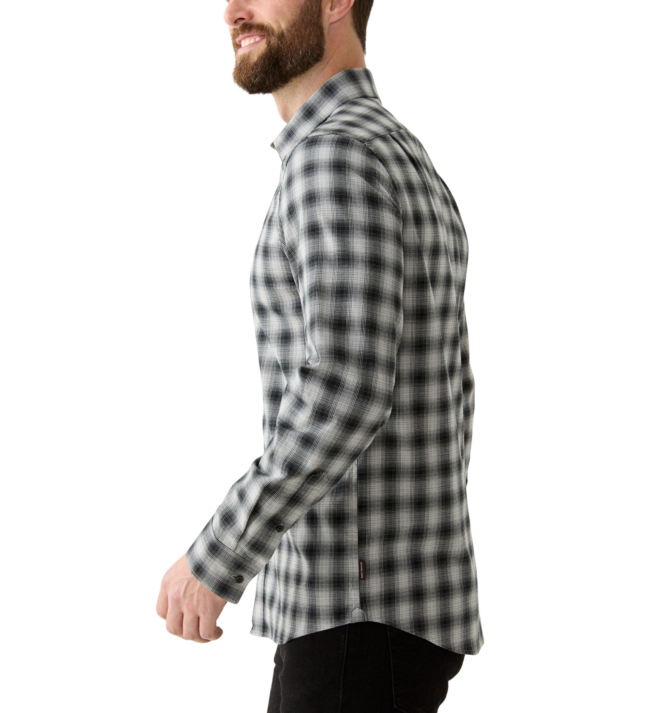 Mens Long Sleeve Classic Spread Shadow Plaid Shirt