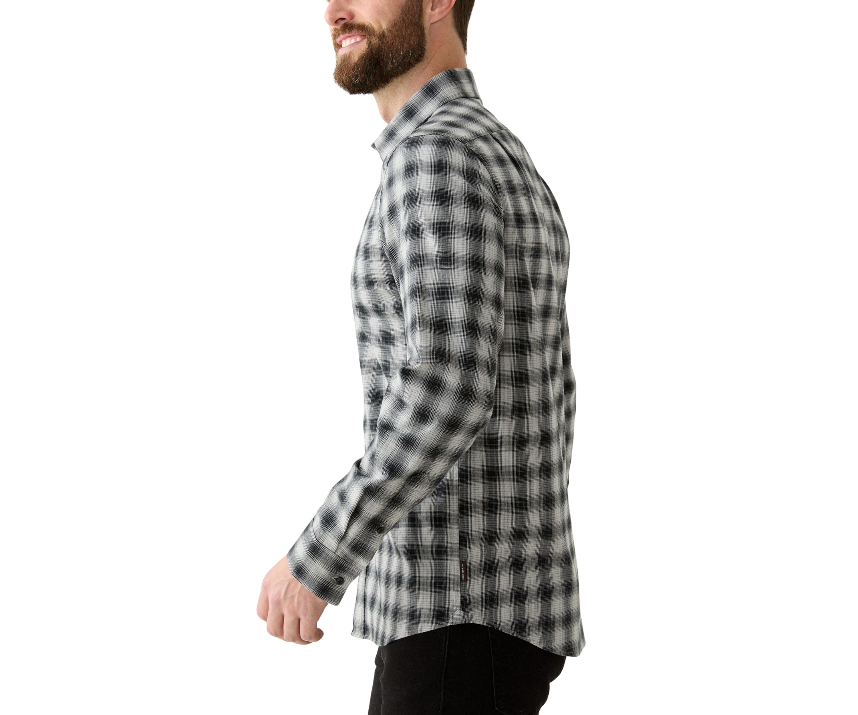 Mens Long Sleeve Classic Spread Shadow Plaid Shirt