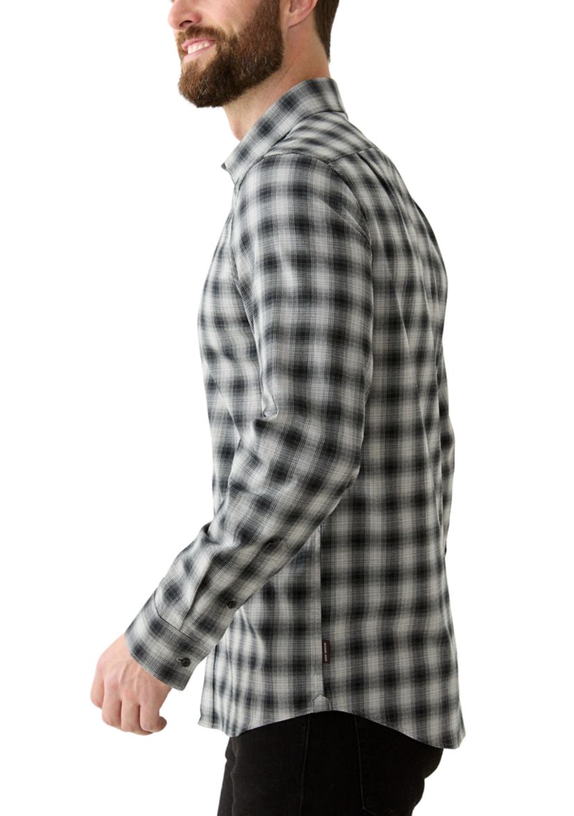 Mens Long Sleeve Classic Spread Shadow Plaid Shirt