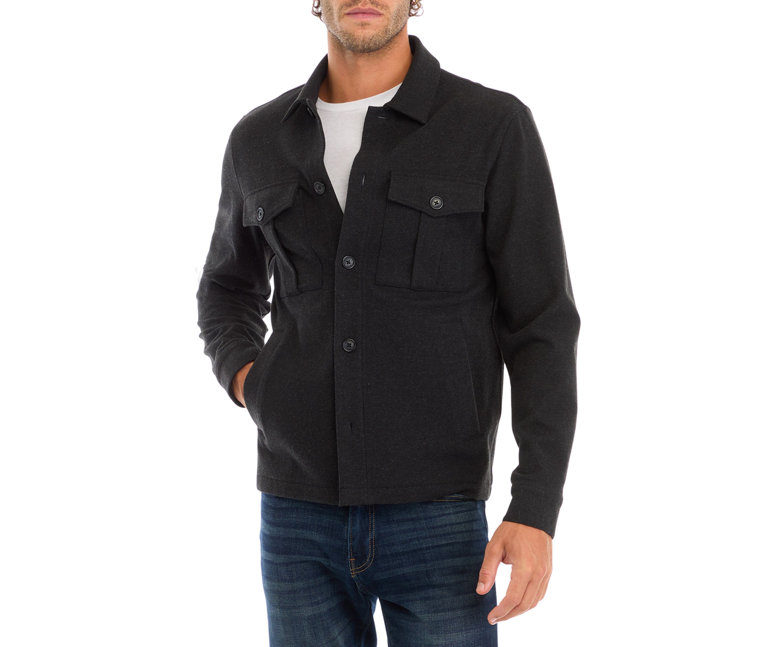 Mens Long Sleeve Double Face Shirt Jacket