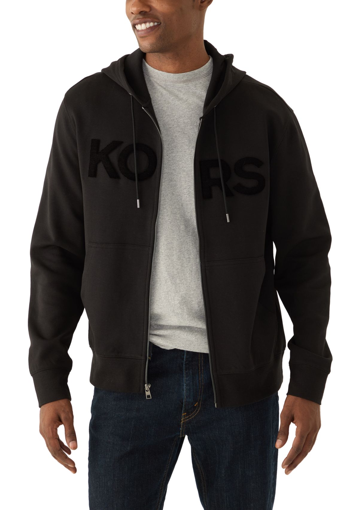 Mens Tufted Logo Full Zip Sweatshirt