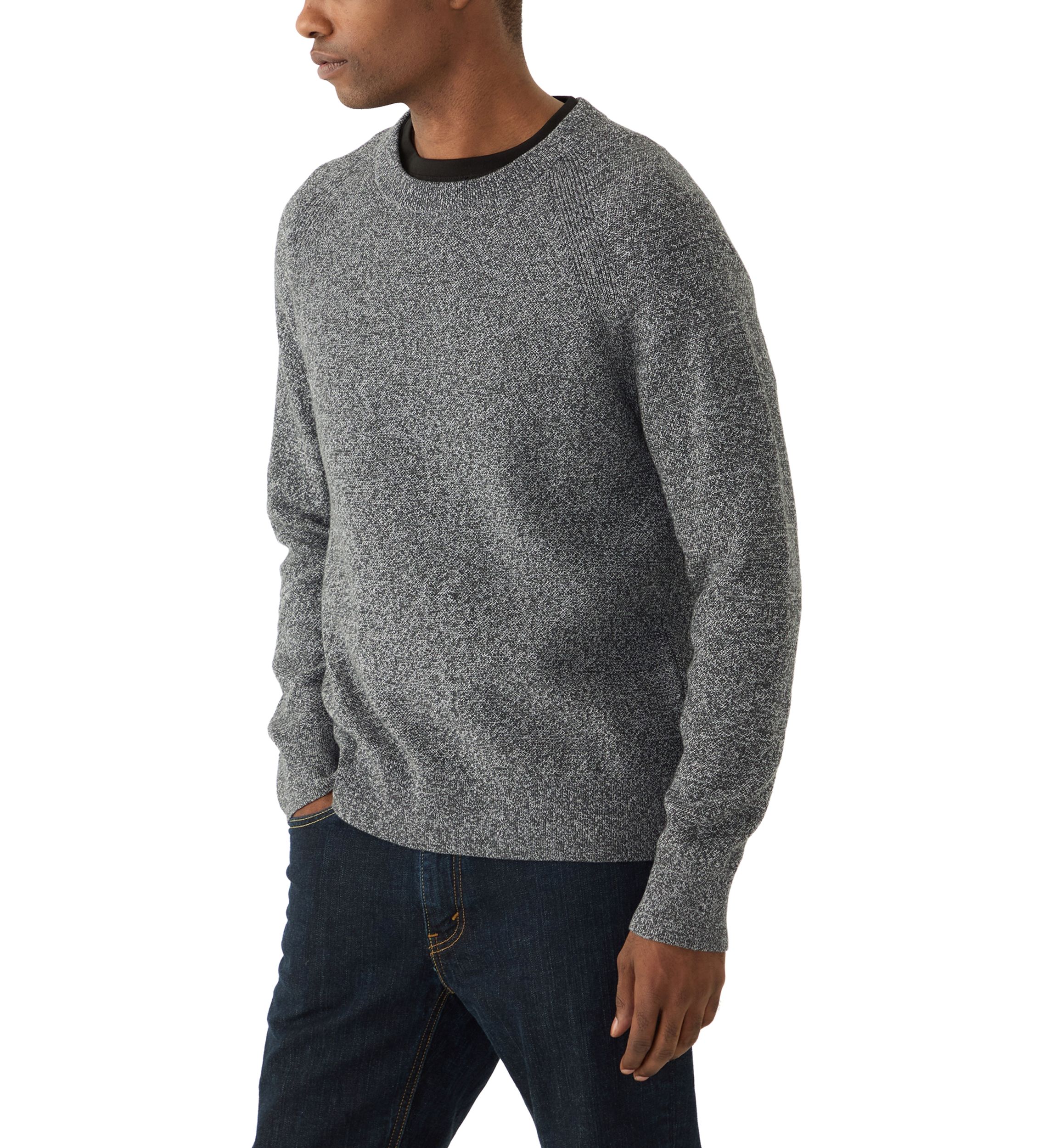 Mens Mouliné Texture Crew Neck Sweater
